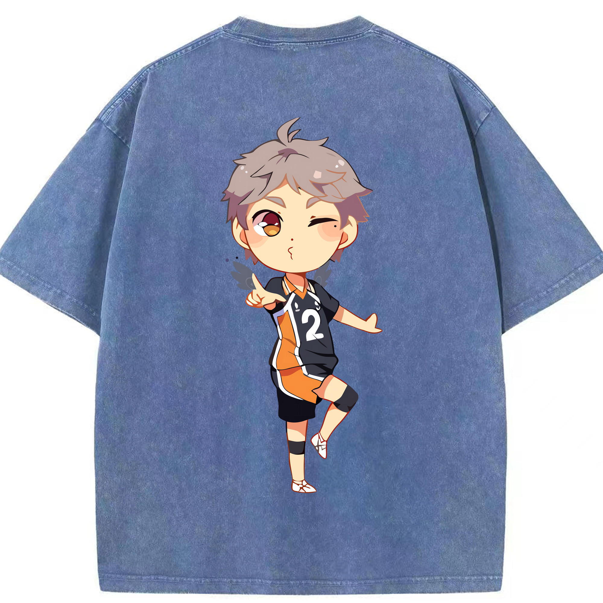 （画像用） ハイキュー!! Haikyu!! 綿100% ヴィンテージ風 半袖Tシャツ（背面プリント）