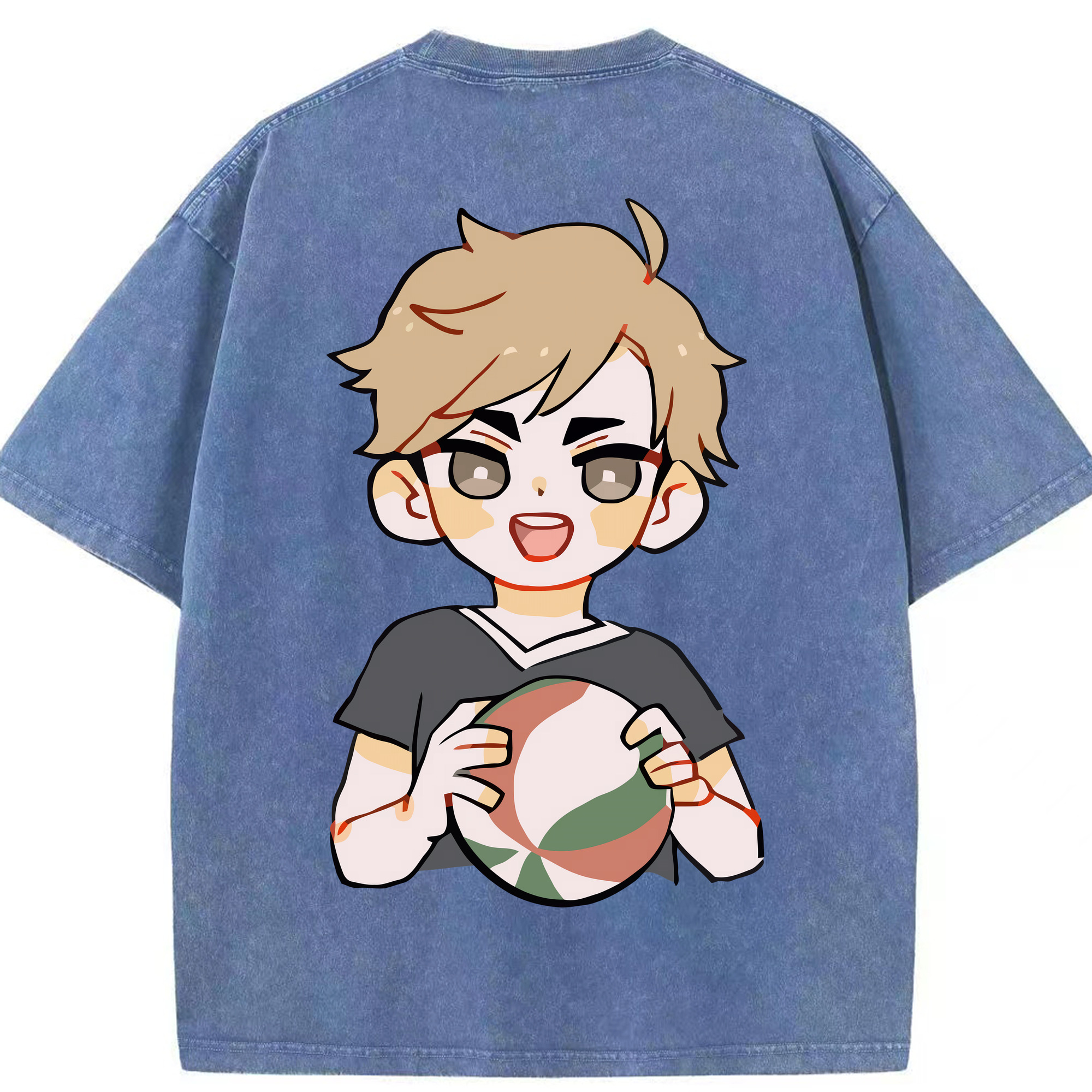 （画像用） ハイキュー!! Haikyu!! 綿100% ヴィンテージ風 半袖Tシャツ（背面プリント）