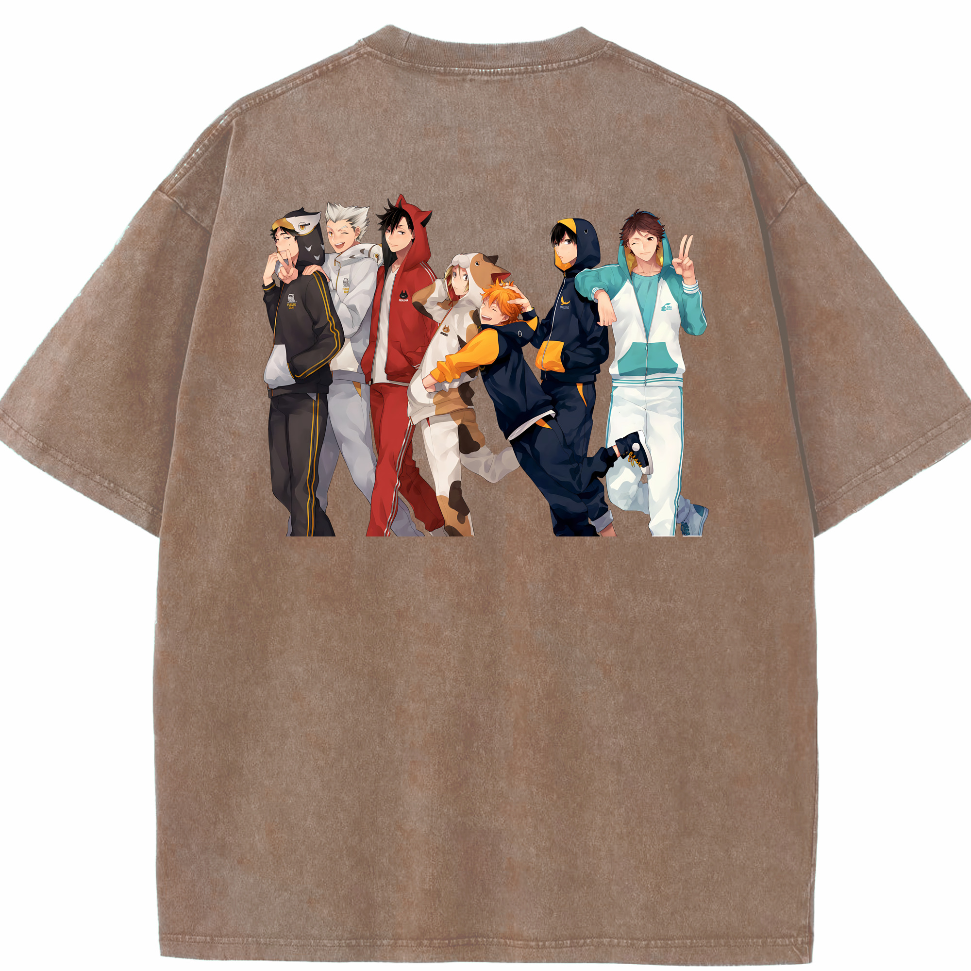 （画像用） ハイキュー!! Haikyu!! 綿100% ヴィンテージ風 半袖Tシャツ（背面プリント）
