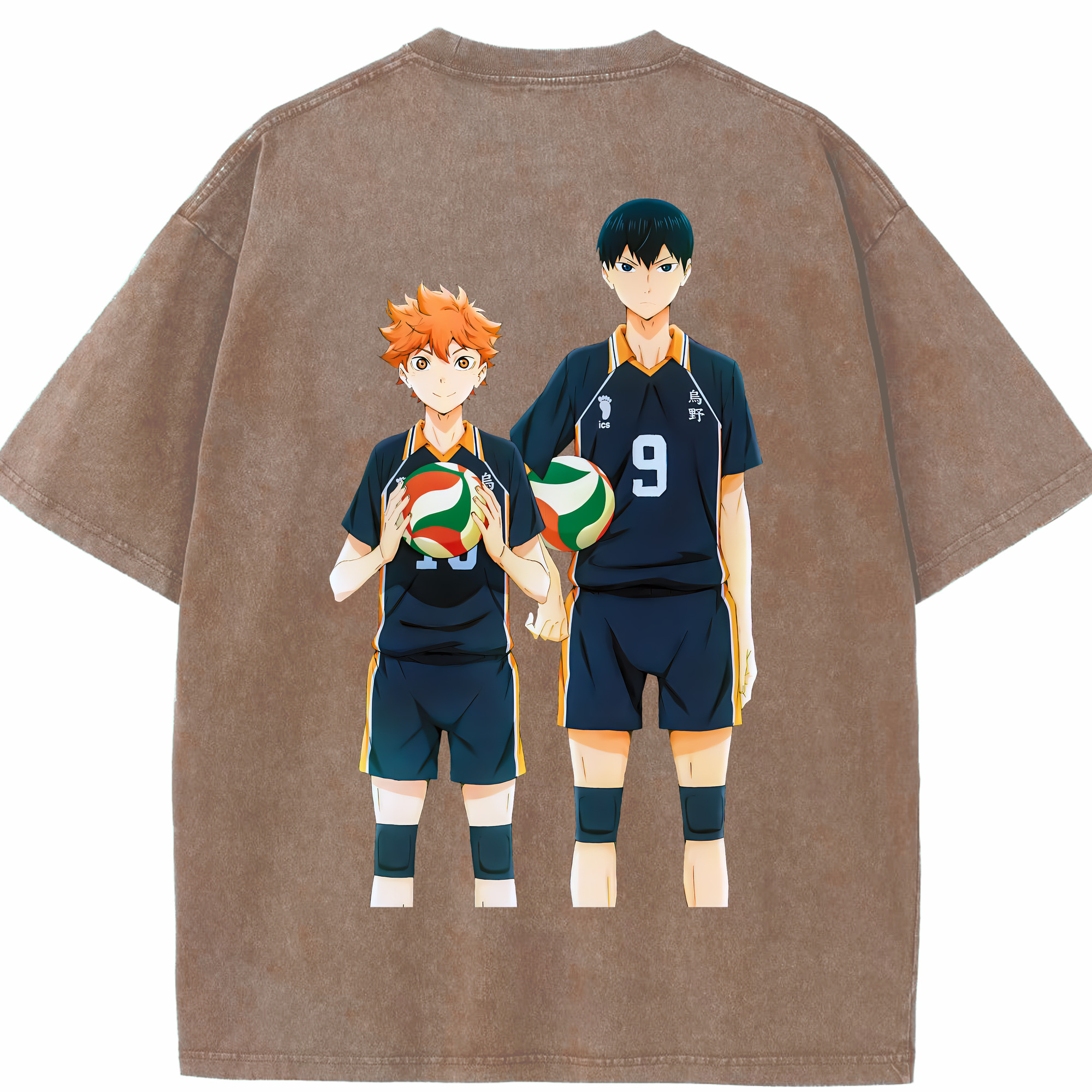 （画像用） ハイキュー!! Haikyu!! 綿100% ヴィンテージ風 半袖Tシャツ（背面プリント）