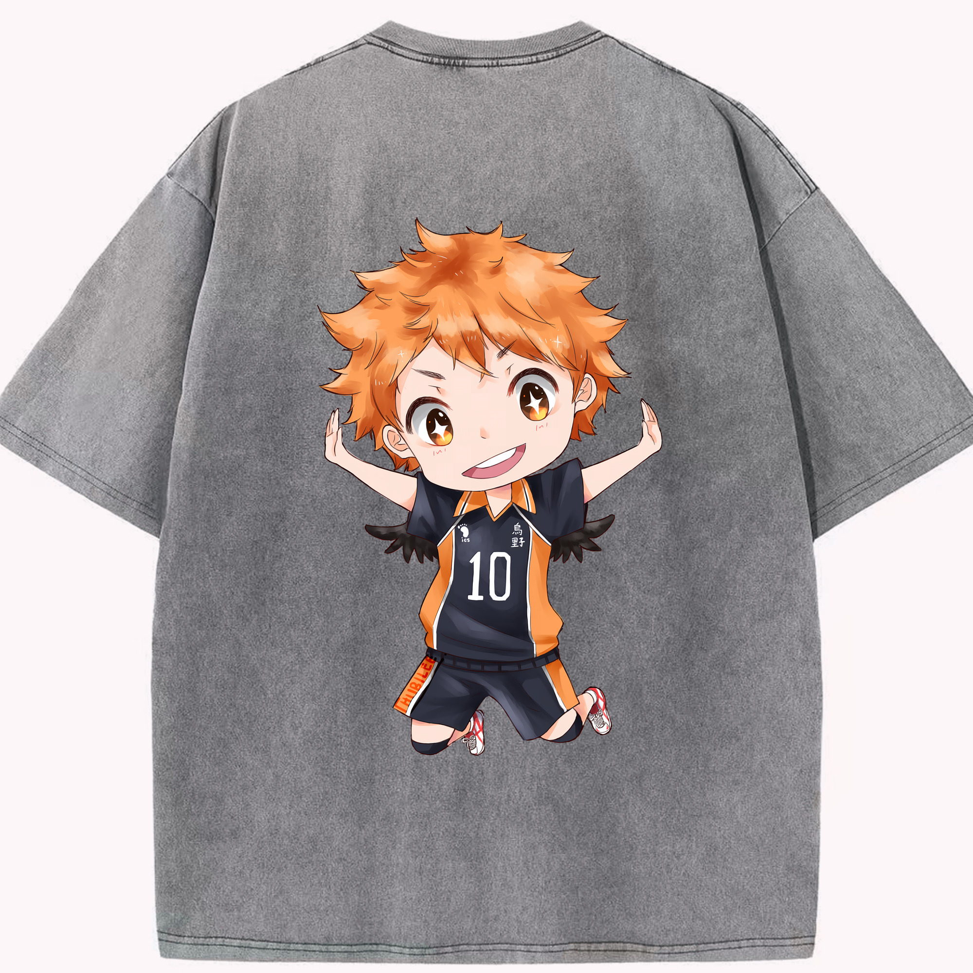 （画像用） ハイキュー!! Haikyu!! 綿100% ヴィンテージ風 半袖Tシャツ（背面プリント）