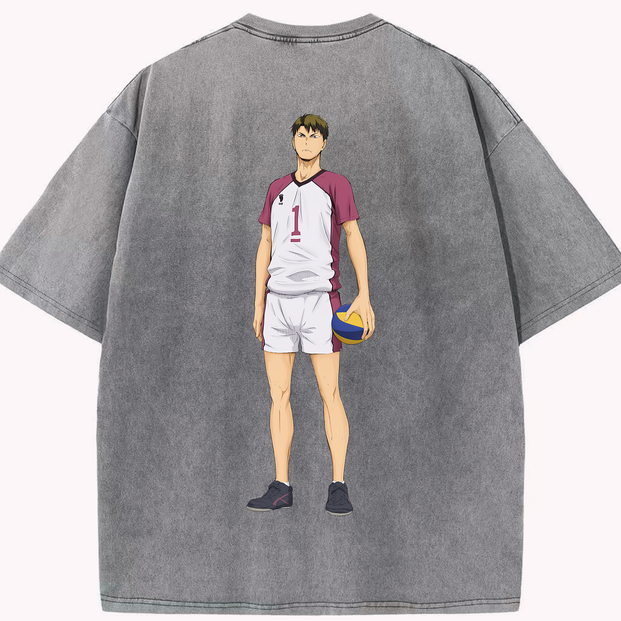 （画像用） ハイキュー!! Haikyu!! 綿100% ヴィンテージ風 半袖Tシャツ（背面プリント）