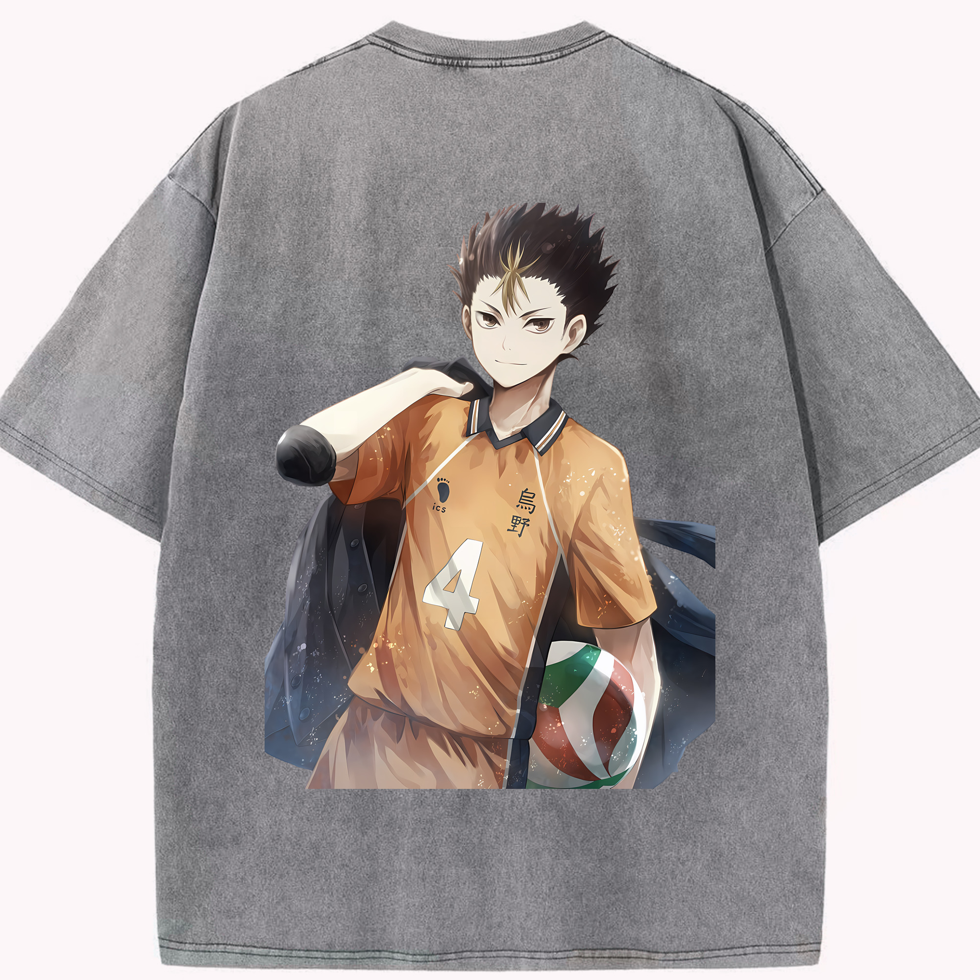 （画像用） ハイキュー!! Haikyu!! 綿100% ヴィンテージ風 半袖Tシャツ（背面プリント）