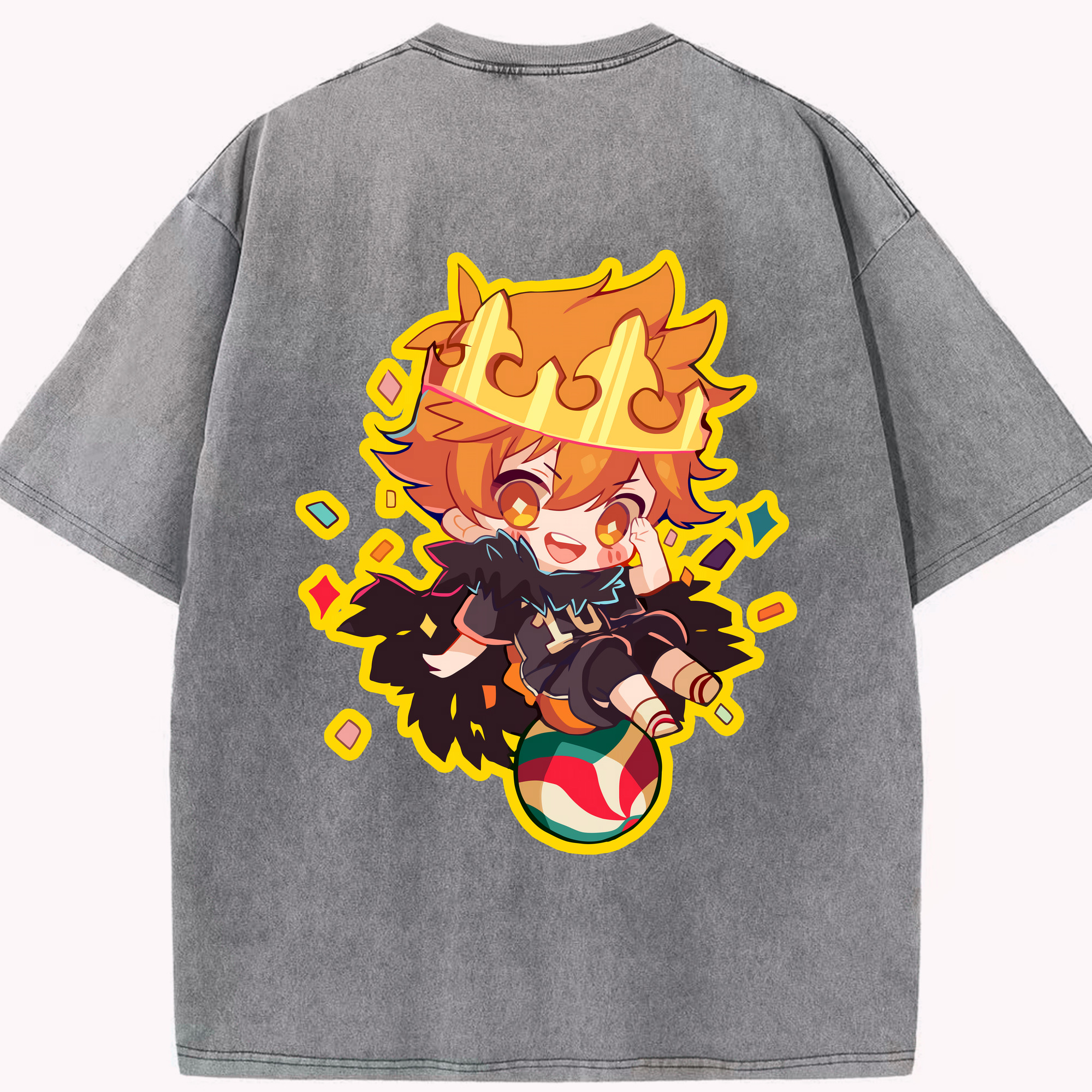 （画像用） ハイキュー!! Haikyu!! 綿100% ヴィンテージ風 半袖Tシャツ（背面プリント）