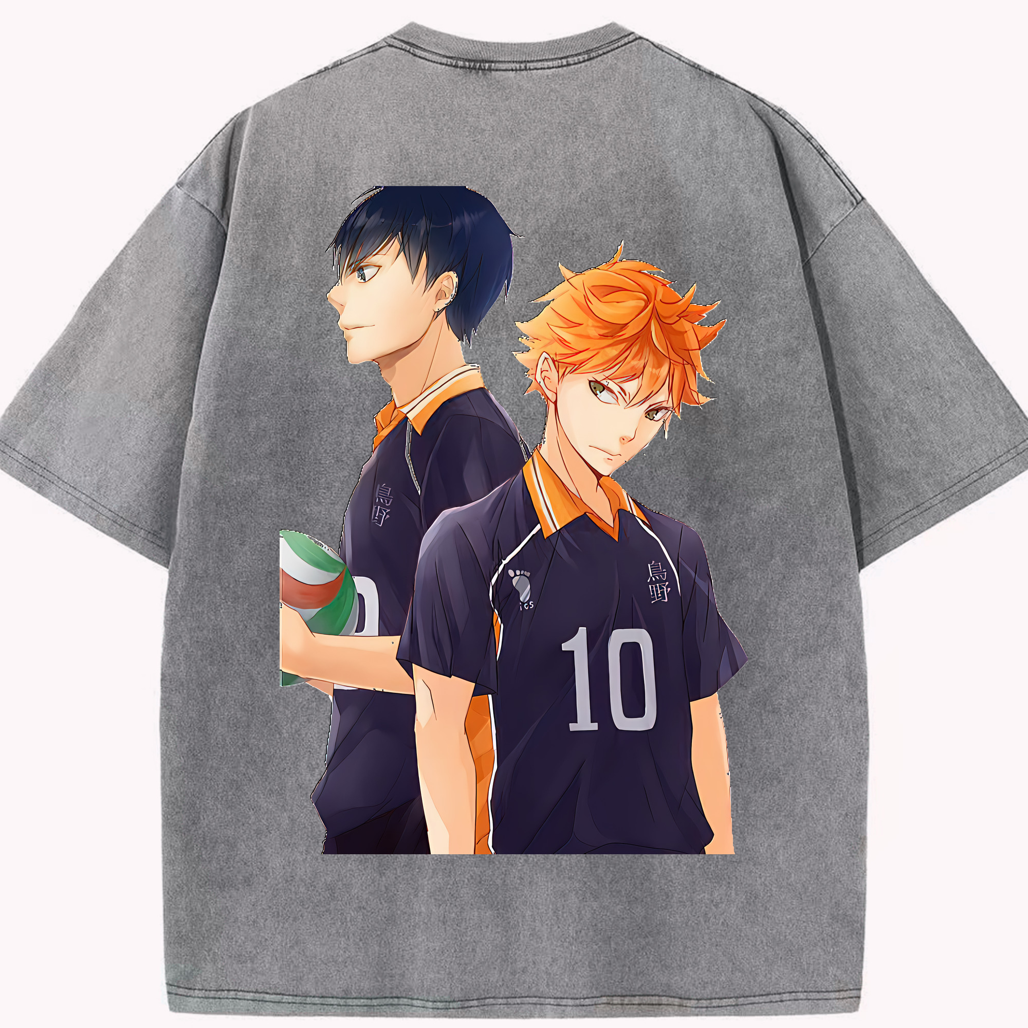 （画像用） ハイキュー!! Haikyu!! 綿100% ヴィンテージ風 半袖Tシャツ（背面プリント）