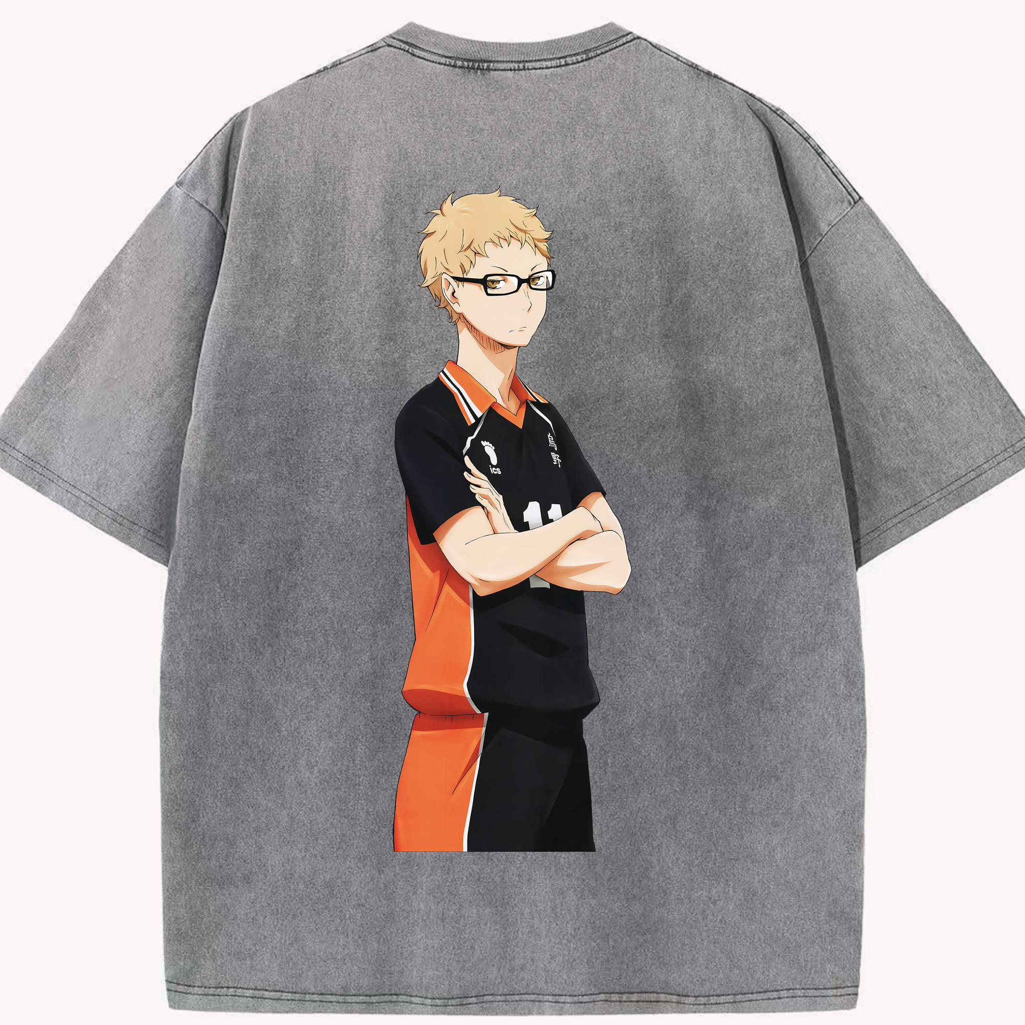 （画像用） ハイキュー!! Haikyu!! 綿100% ヴィンテージ風 半袖Tシャツ（背面プリント）