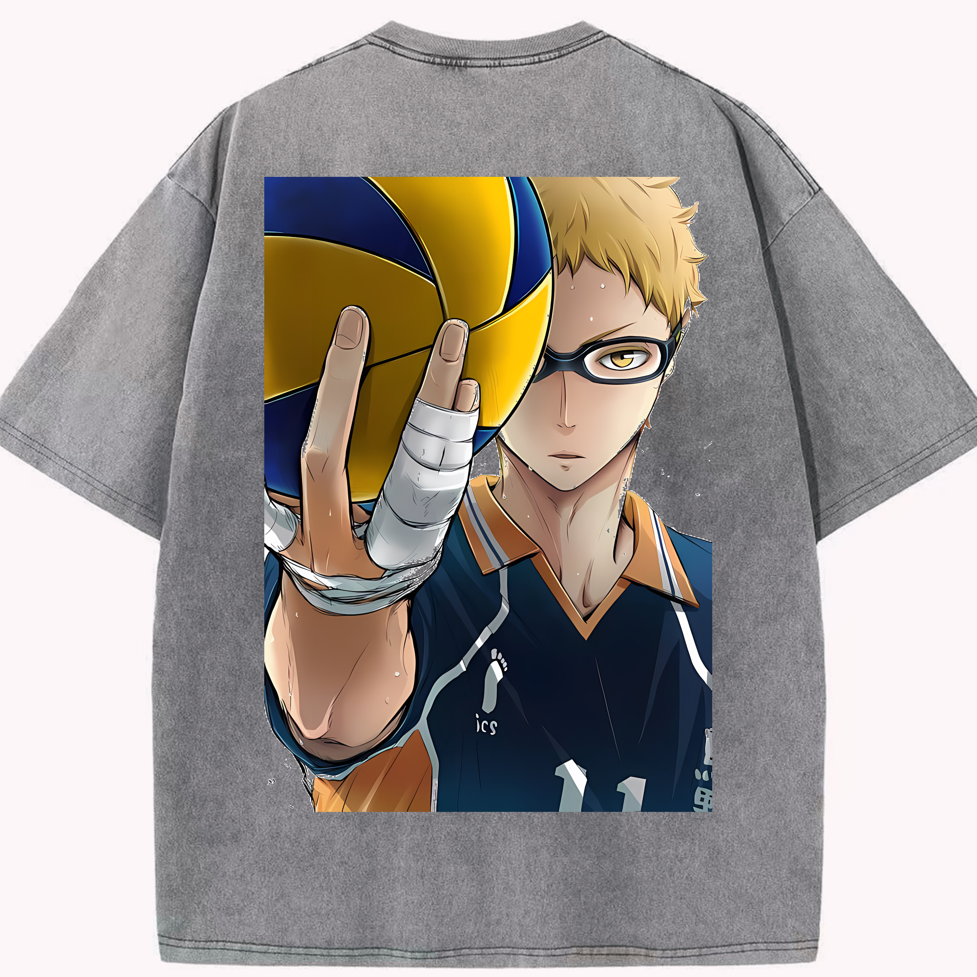 （画像用） ハイキュー!! Haikyu!! 綿100% ヴィンテージ風 半袖Tシャツ（背面プリント）