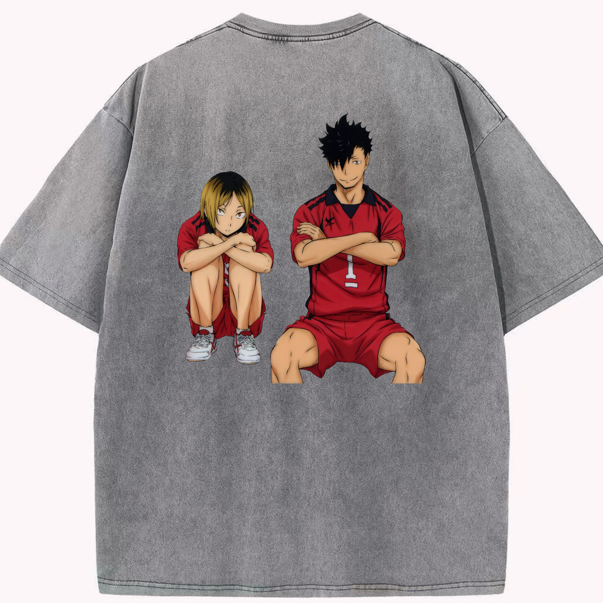 （画像用） ハイキュー!! Haikyu!! 綿100% ヴィンテージ風 半袖Tシャツ（背面プリント）
