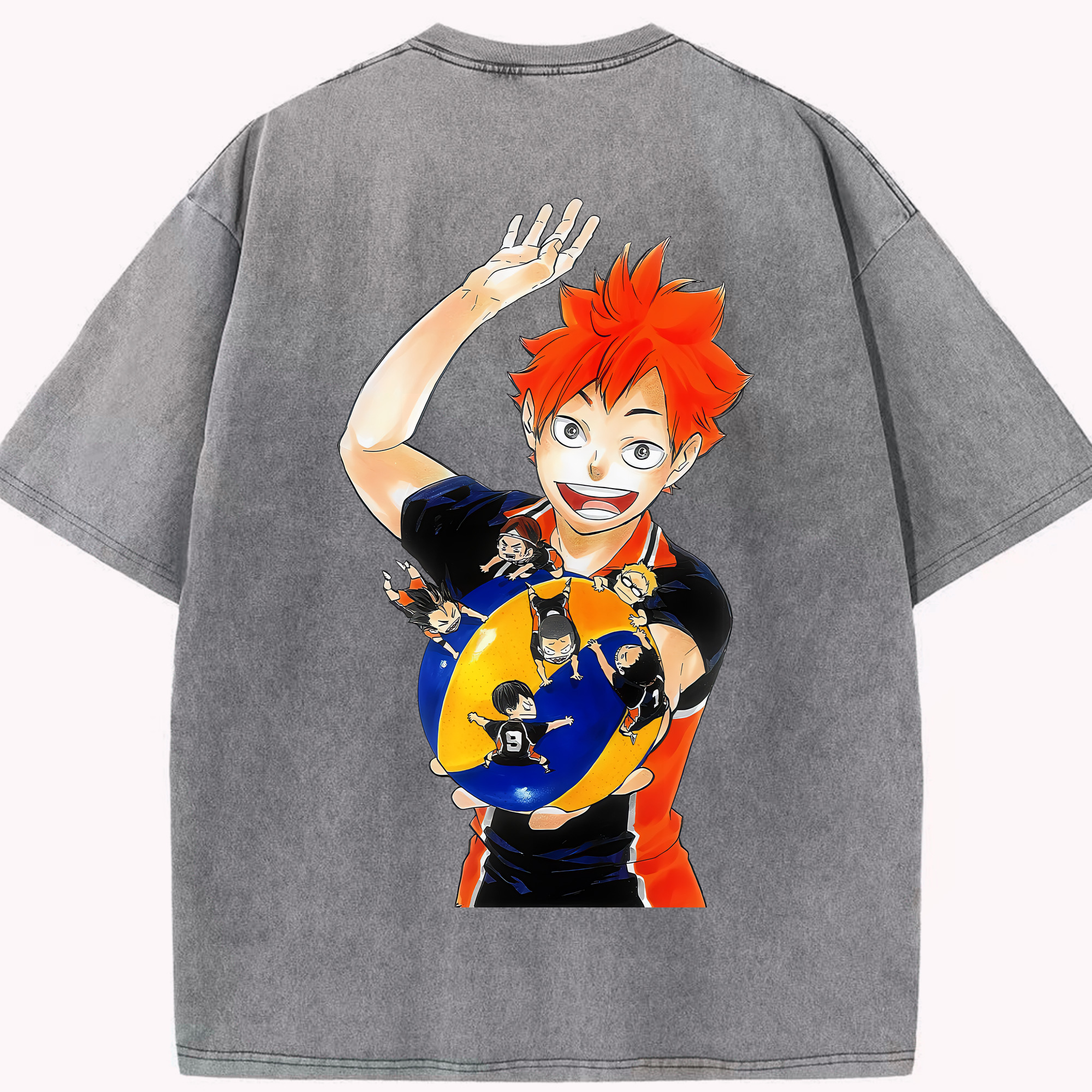 （画像用） ハイキュー!! Haikyu!! 綿100% ヴィンテージ風 半袖Tシャツ（背面プリント）