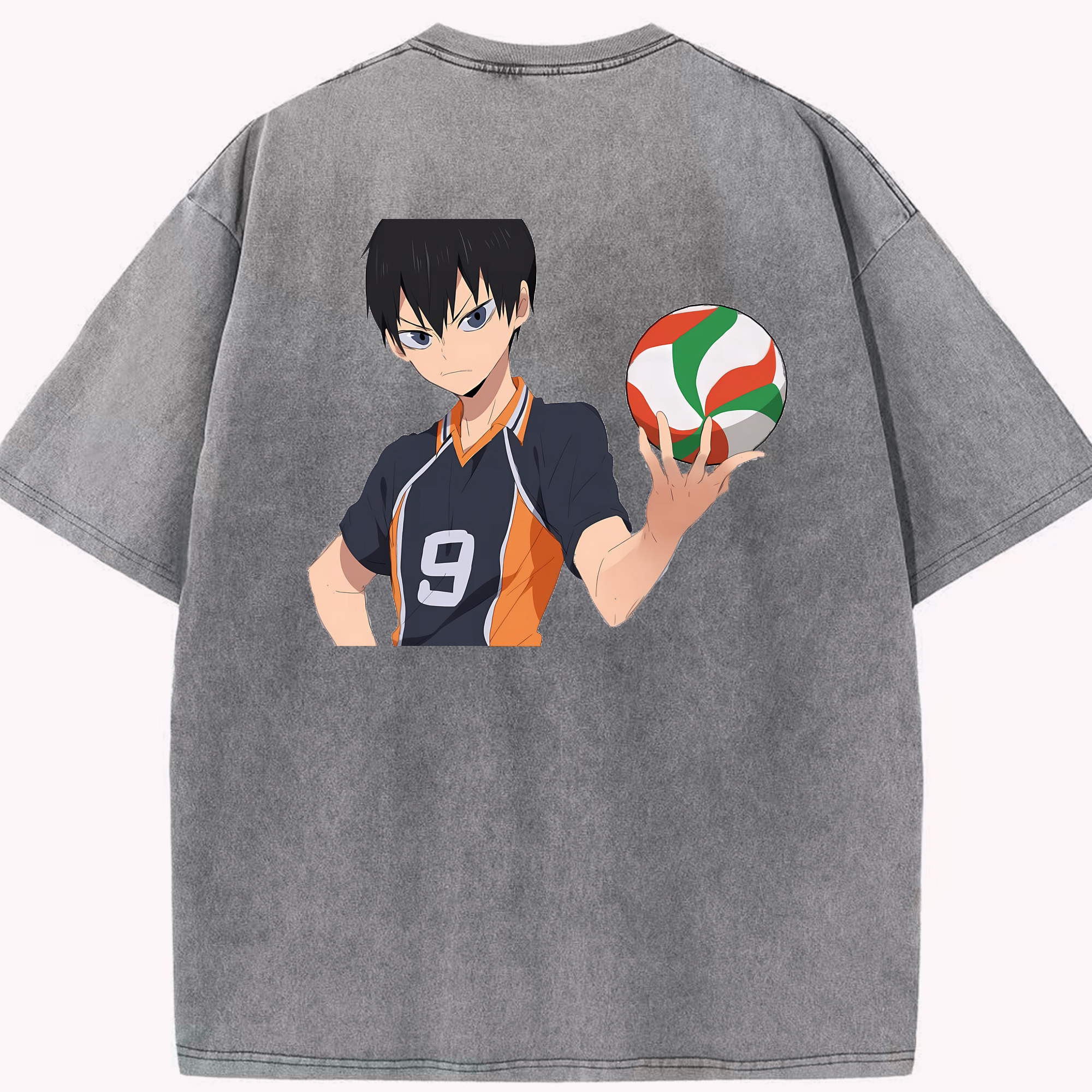 （画像用） ハイキュー!! Haikyu!! 綿100% ヴィンテージ風 半袖Tシャツ（背面プリント）