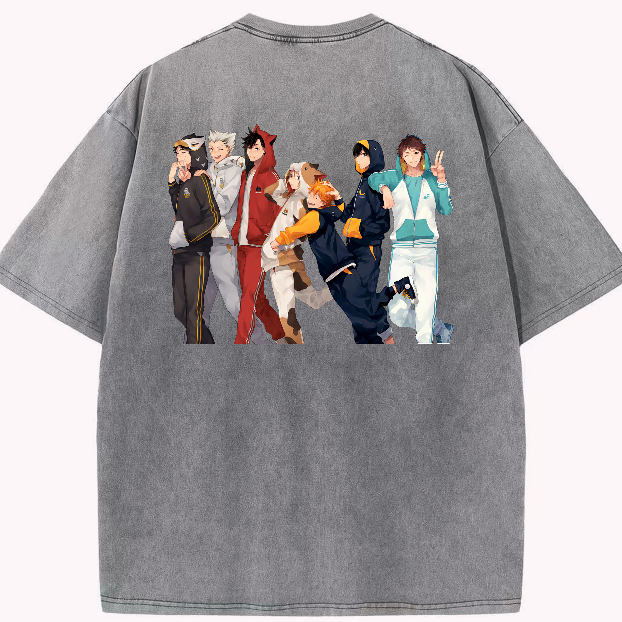 （画像用） ハイキュー!! Haikyu!! 綿100% ヴィンテージ風 半袖Tシャツ（背面プリント）