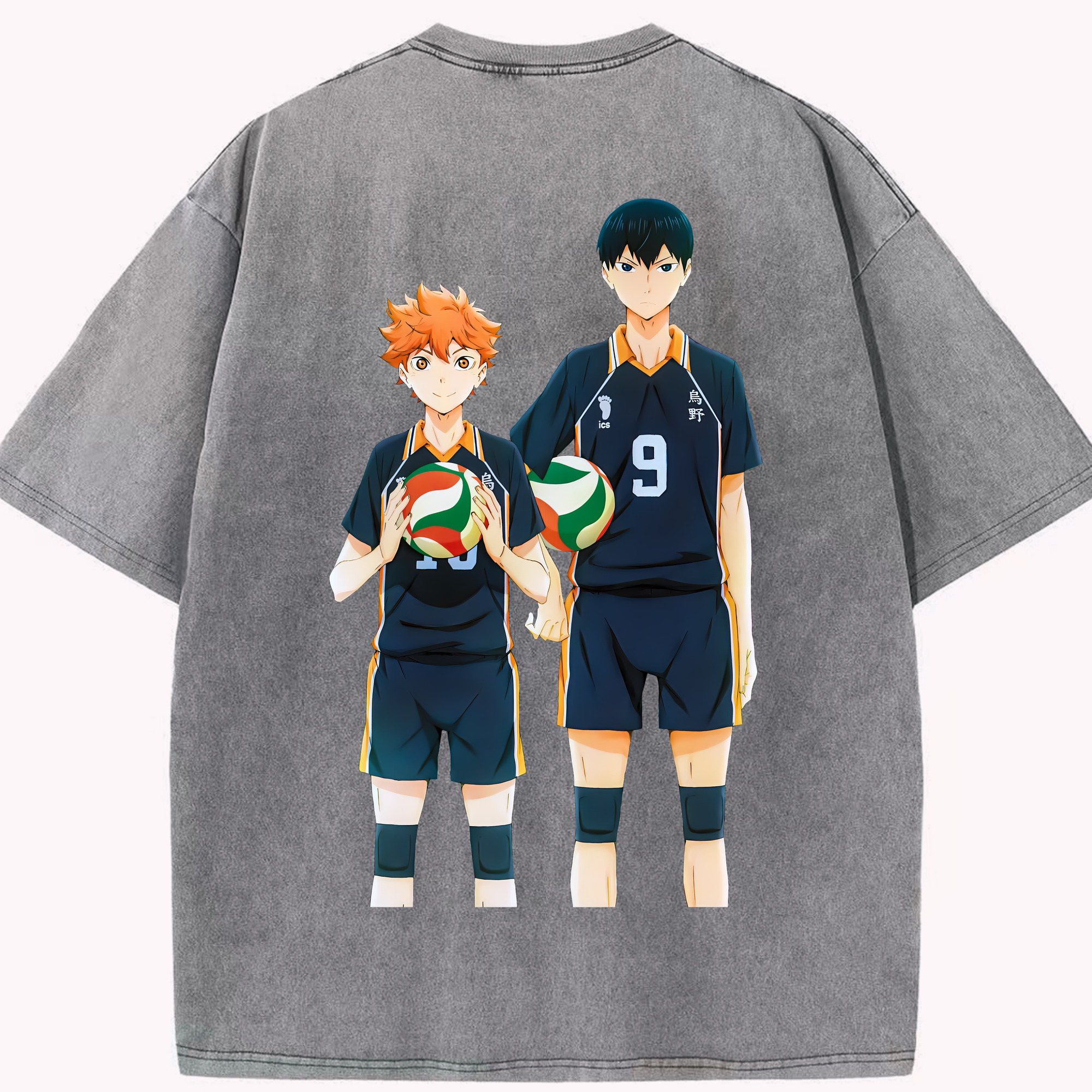 （画像用） ハイキュー!! Haikyu!! 綿100% ヴィンテージ風 半袖Tシャツ（背面プリント）