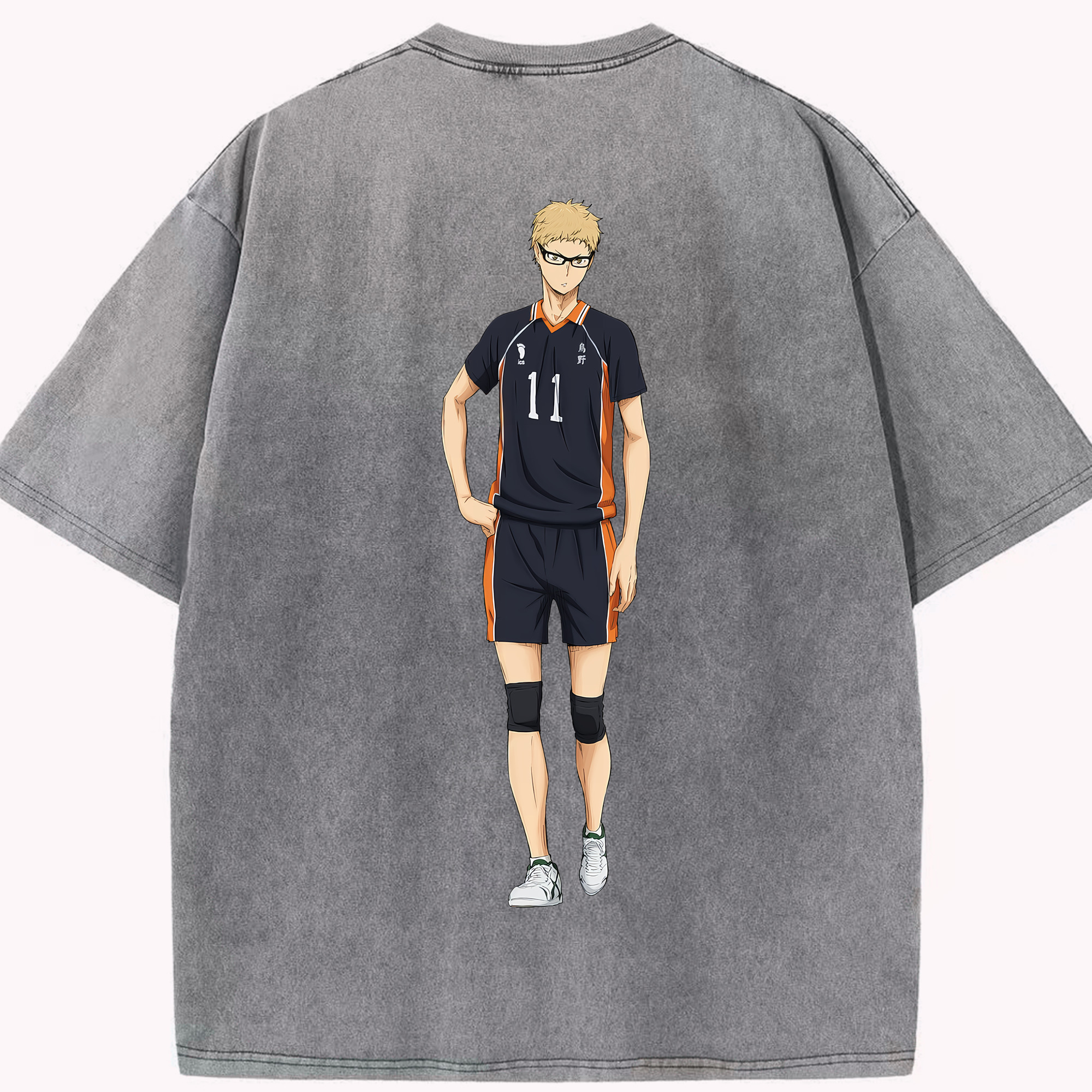 （画像用） ハイキュー!! Haikyu!! 綿100% ヴィンテージ風 半袖Tシャツ（背面プリント）