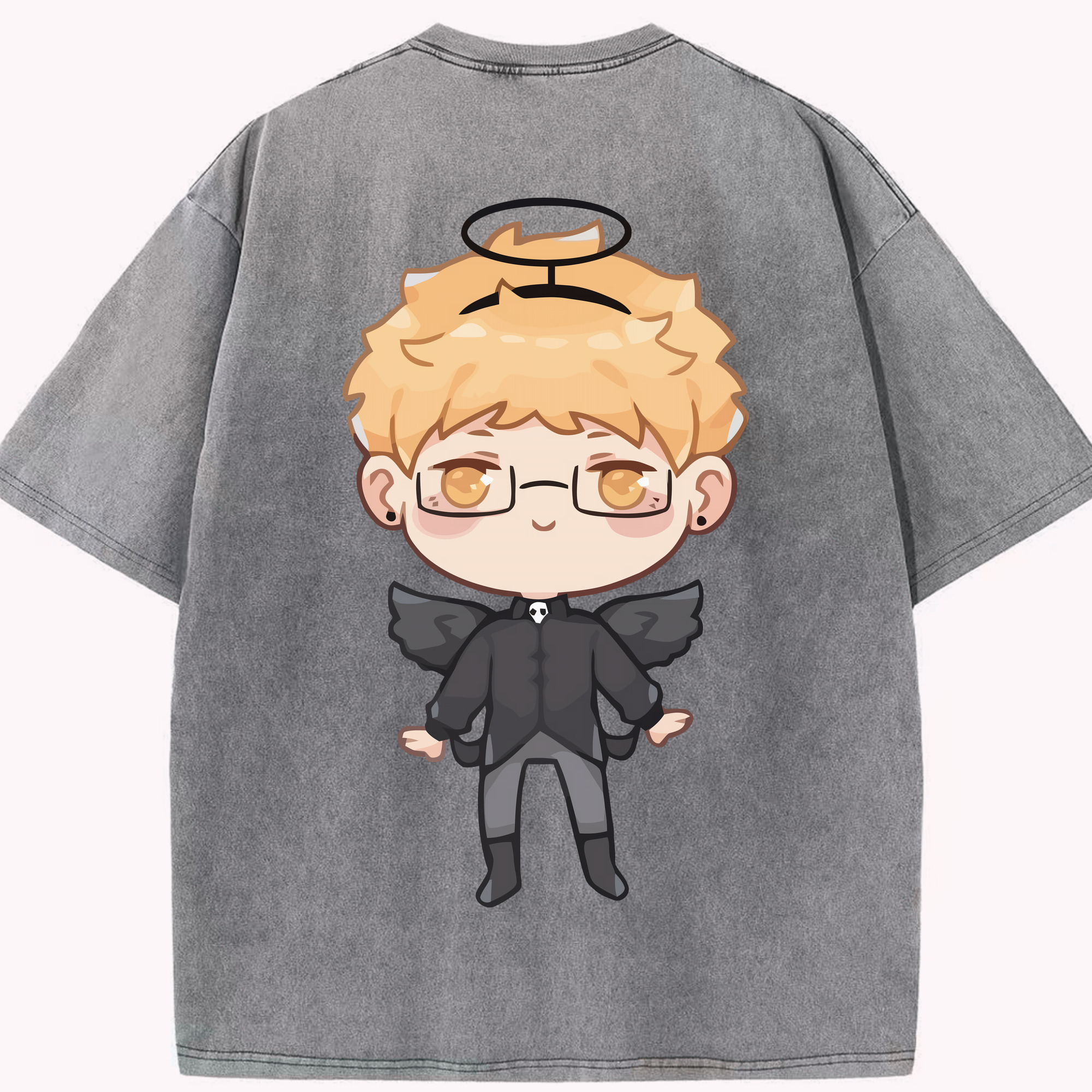 （画像用） ハイキュー!! Haikyu!! 綿100% ヴィンテージ風 半袖Tシャツ（背面プリント）