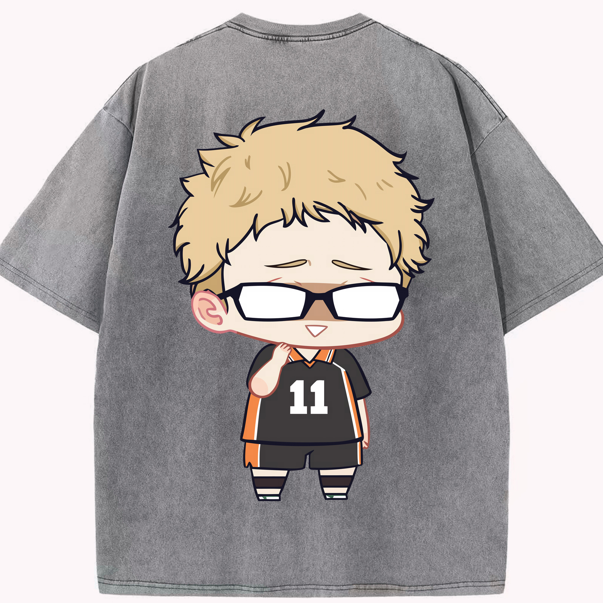 （画像用） ハイキュー!! Haikyu!! 綿100% ヴィンテージ風 半袖Tシャツ（背面プリント）