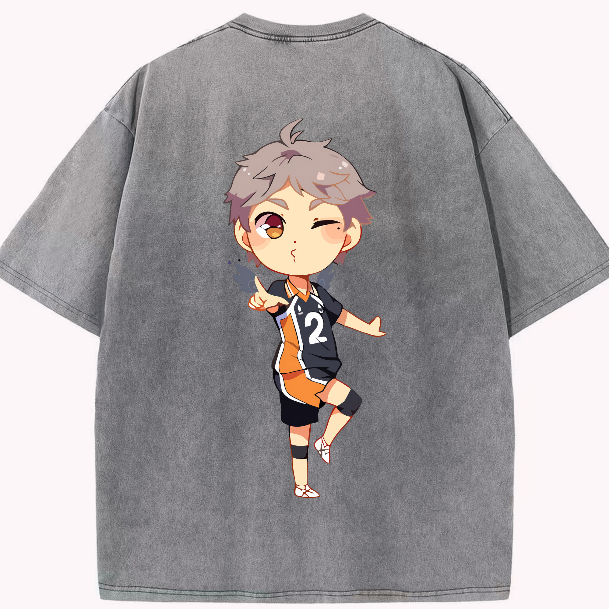 （画像用） ハイキュー!! Haikyu!! 綿100% ヴィンテージ風 半袖Tシャツ（背面プリント）