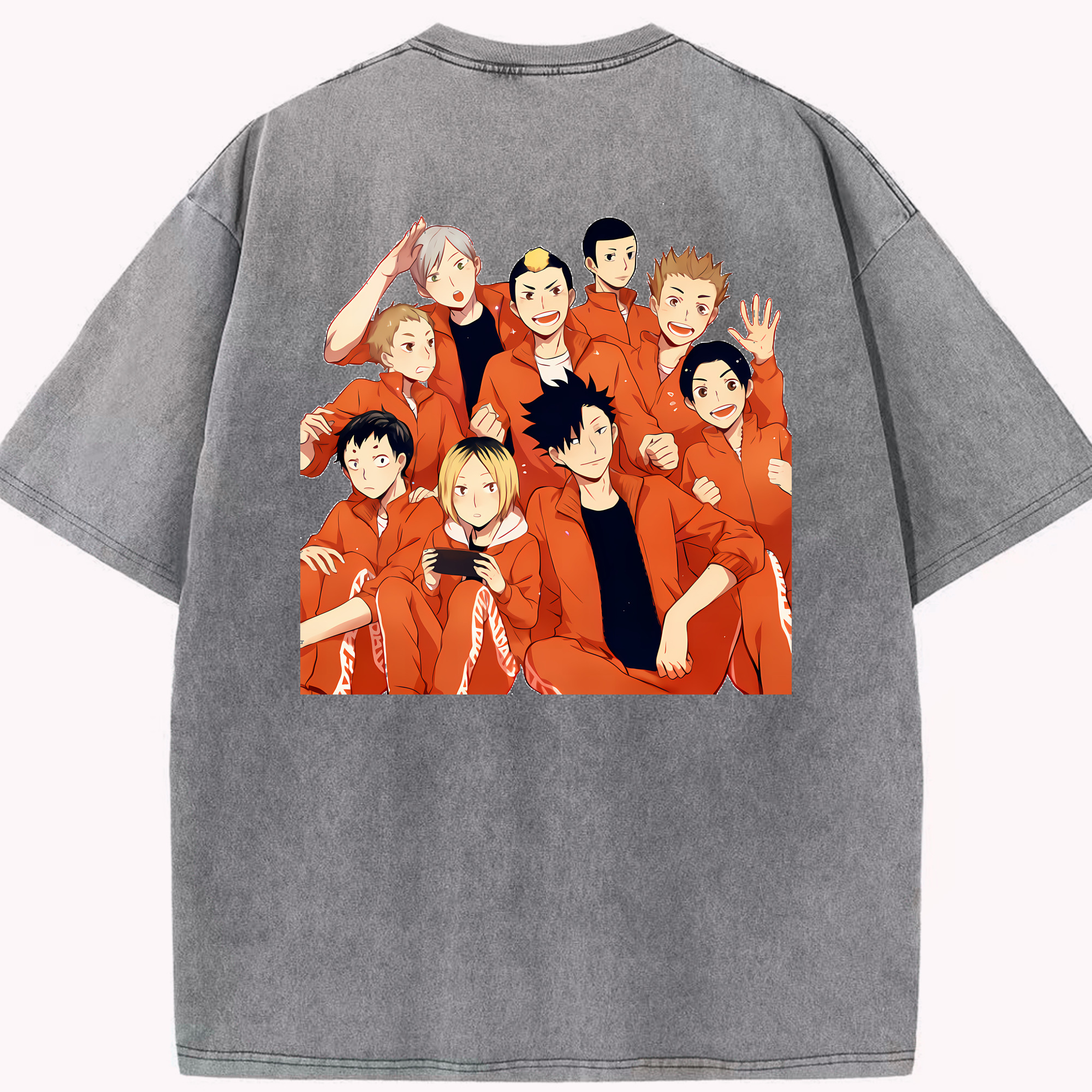 （画像用） ハイキュー!! Haikyu!! 綿100% ヴィンテージ風 半袖Tシャツ（背面プリント）