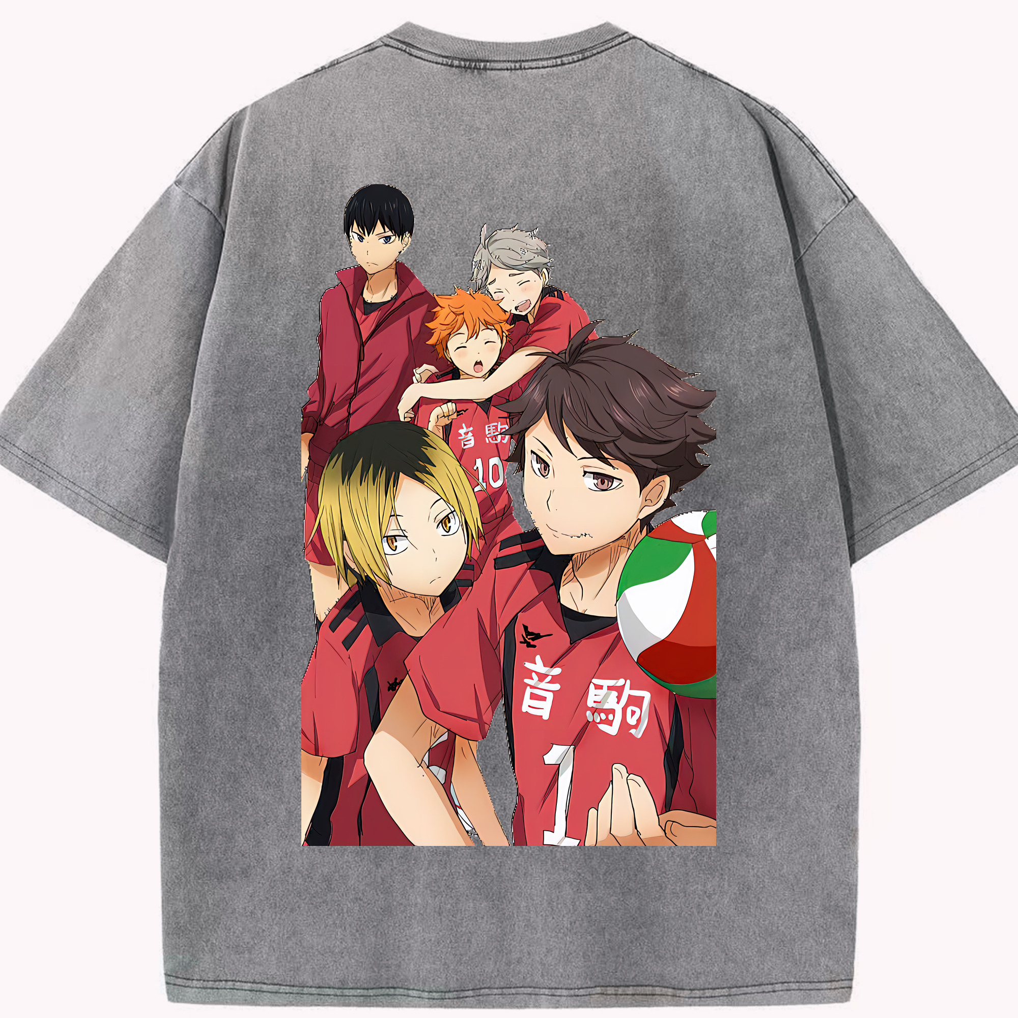 （画像用） ハイキュー!! Haikyu!! 綿100% ヴィンテージ風 半袖Tシャツ（背面プリント）