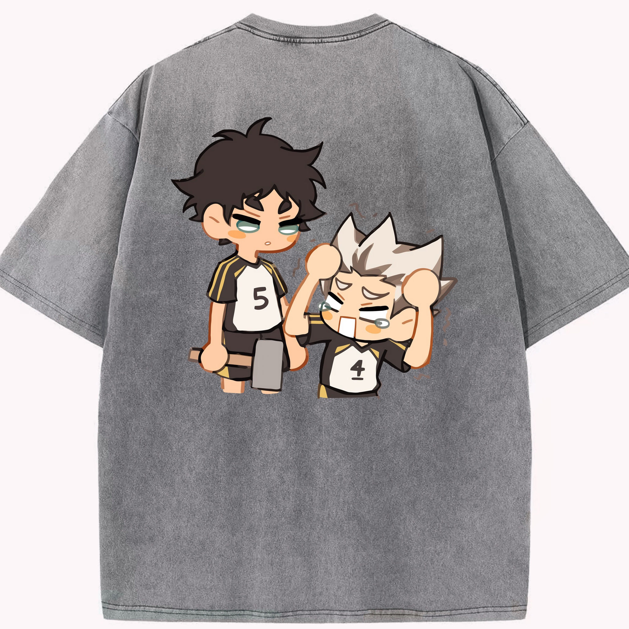 （画像用） ハイキュー!! Haikyu!! 綿100% ヴィンテージ風 半袖Tシャツ（背面プリント）