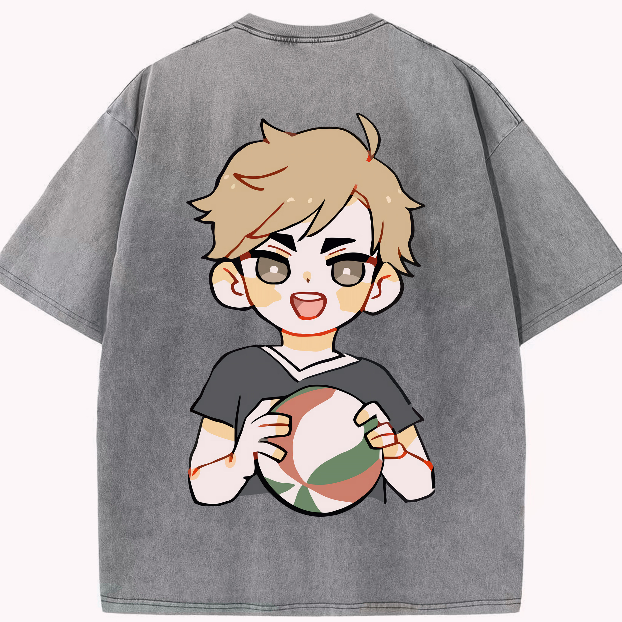 （画像用） ハイキュー!! Haikyu!! 綿100% ヴィンテージ風 半袖Tシャツ（背面プリント）