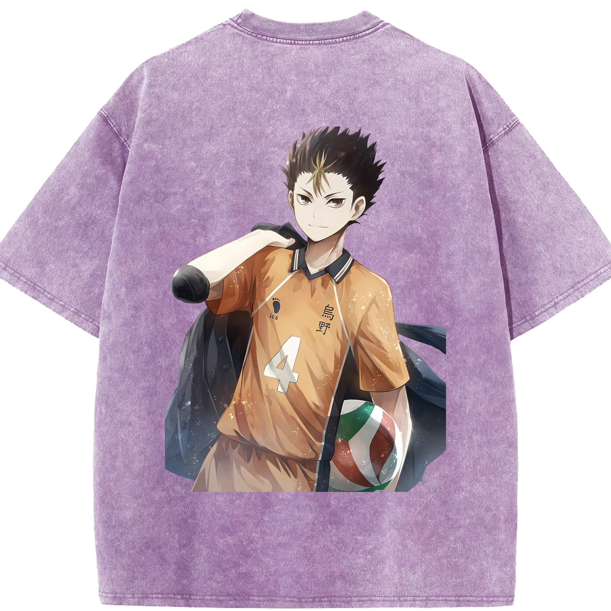 （画像用） ハイキュー!! Haikyu!! 綿100% ヴィンテージ風 半袖Tシャツ（背面プリント）