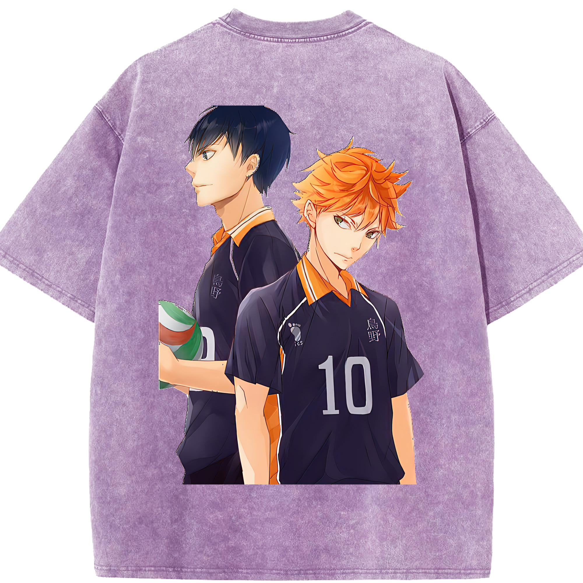 （画像用） ハイキュー!! Haikyu!! 綿100% ヴィンテージ風 半袖Tシャツ（背面プリント）