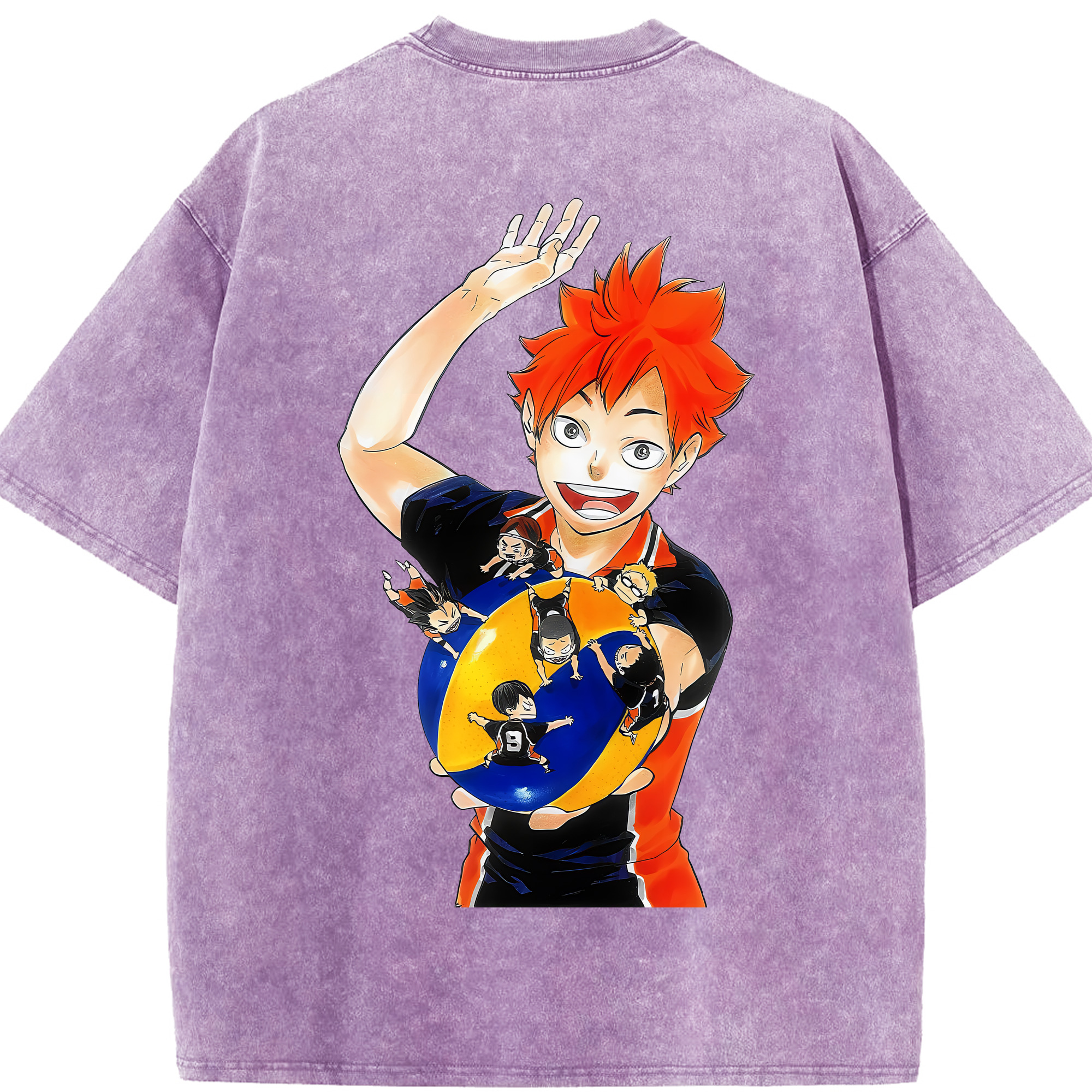 （画像用） ハイキュー!! Haikyu!! 綿100% ヴィンテージ風 半袖Tシャツ（背面プリント）