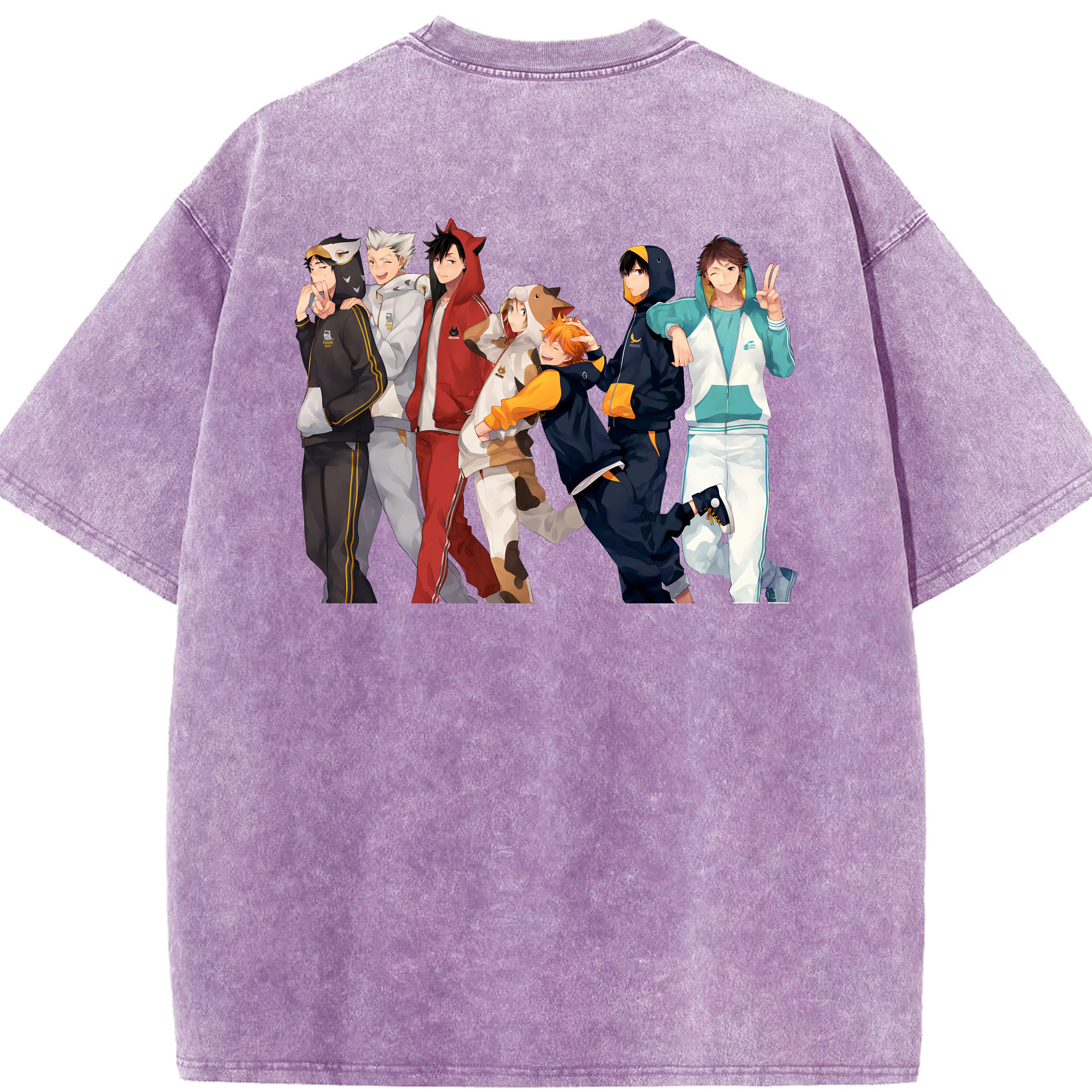 （画像用） ハイキュー!! Haikyu!! 綿100% ヴィンテージ風 半袖Tシャツ（背面プリント）