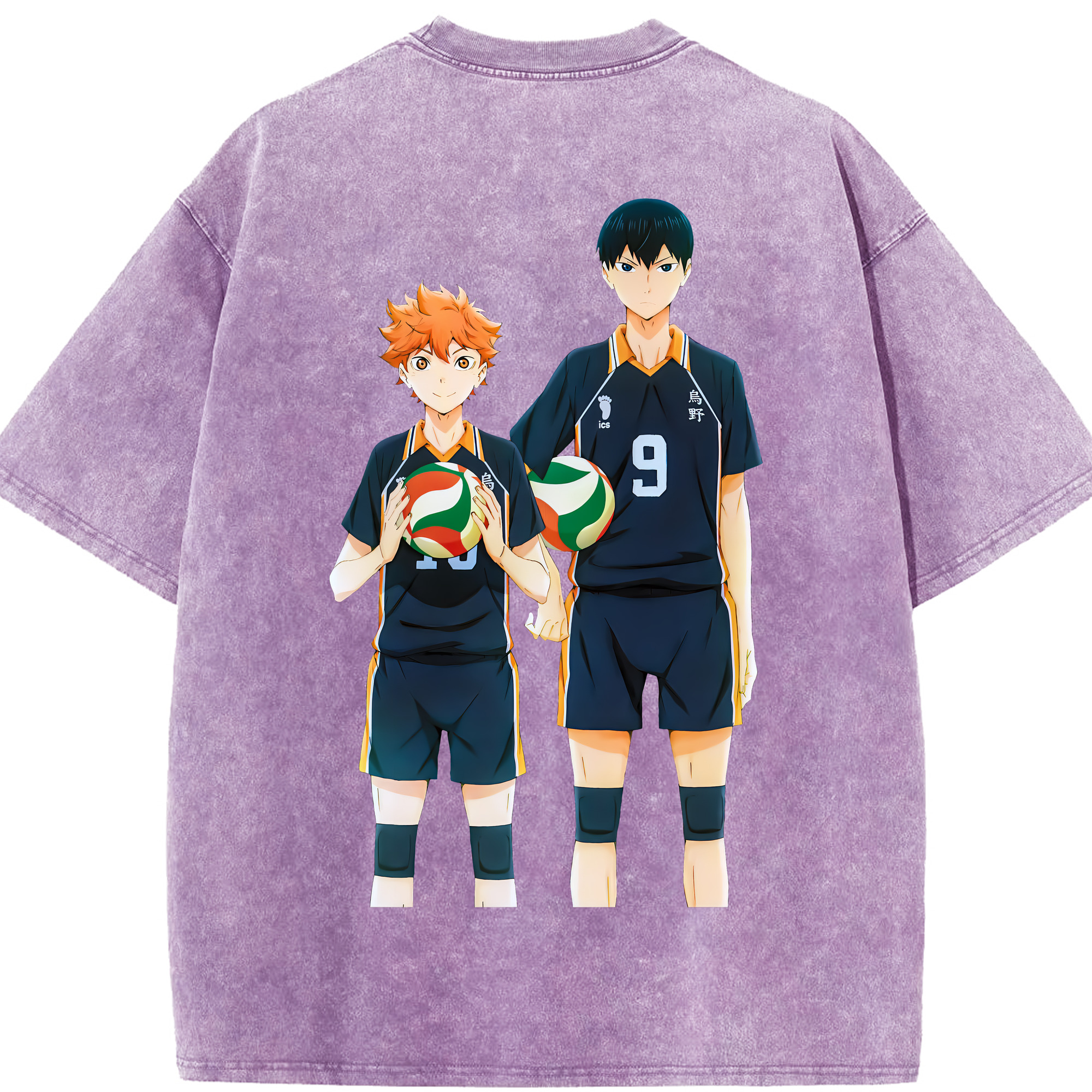 （画像用） ハイキュー!! Haikyu!! 綿100% ヴィンテージ風 半袖Tシャツ（背面プリント）