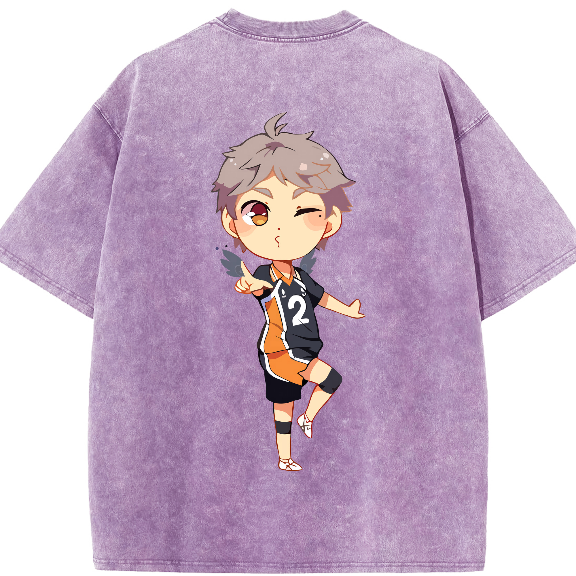 （画像用） ハイキュー!! Haikyu!! 綿100% ヴィンテージ風 半袖Tシャツ（背面プリント）