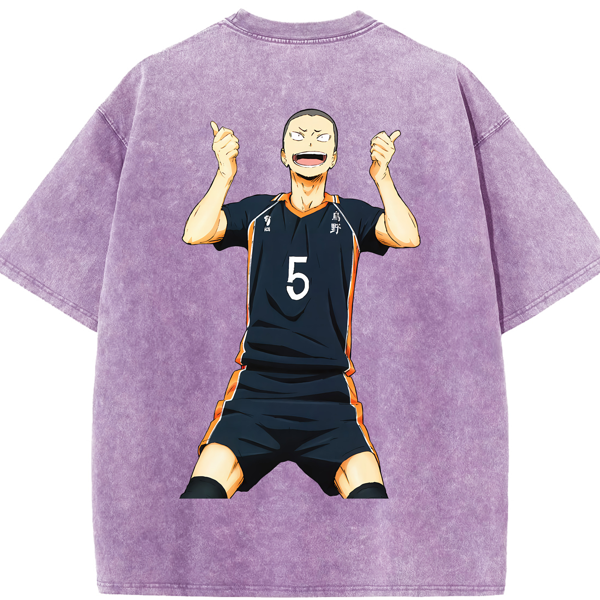 （画像用） ハイキュー!! Haikyu!! 綿100% ヴィンテージ風 半袖Tシャツ（背面プリント）