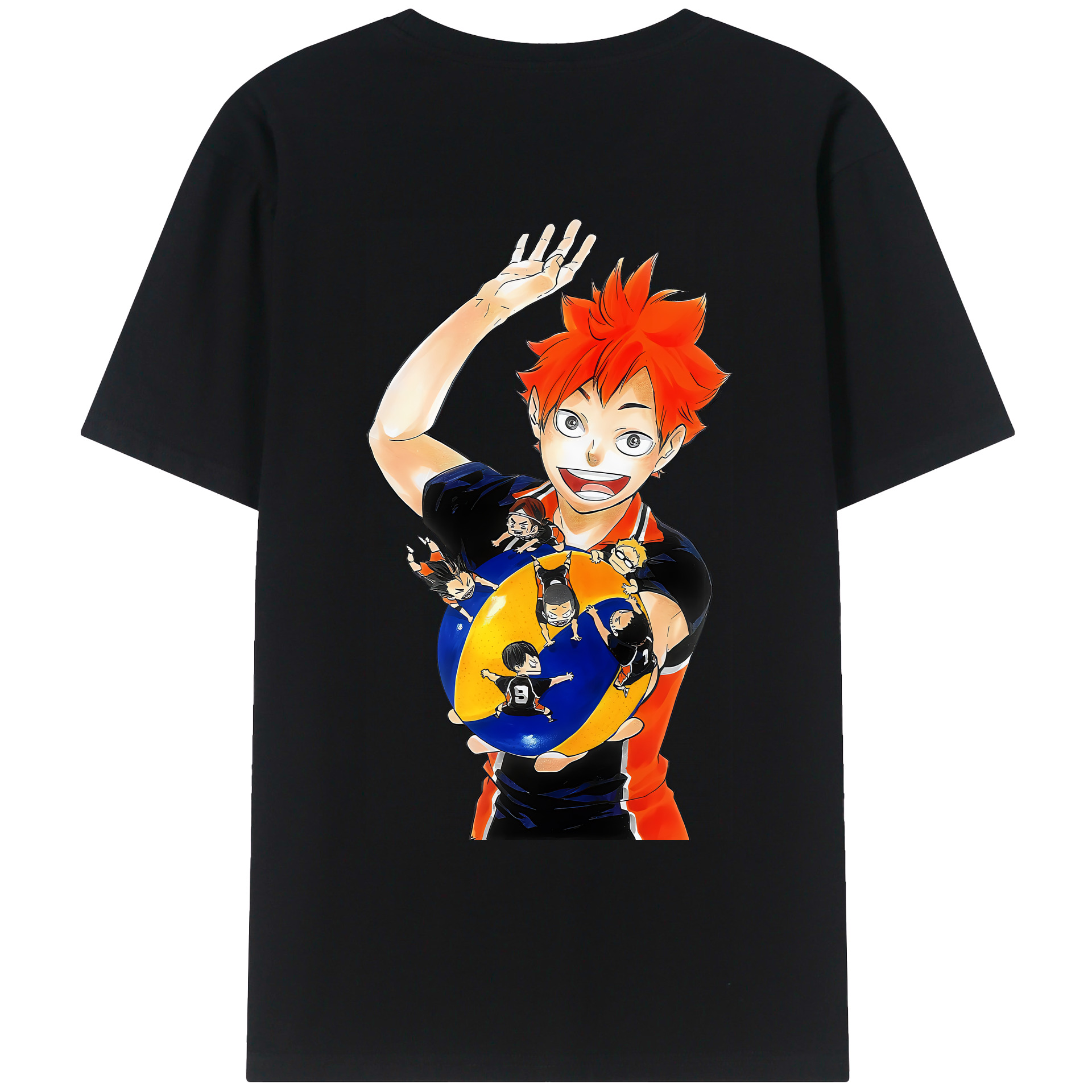 （画像用） ハイキュー!! Haikyu!! 綿100％ メンズ半袖Tシャツ（バックプリント） 通気性