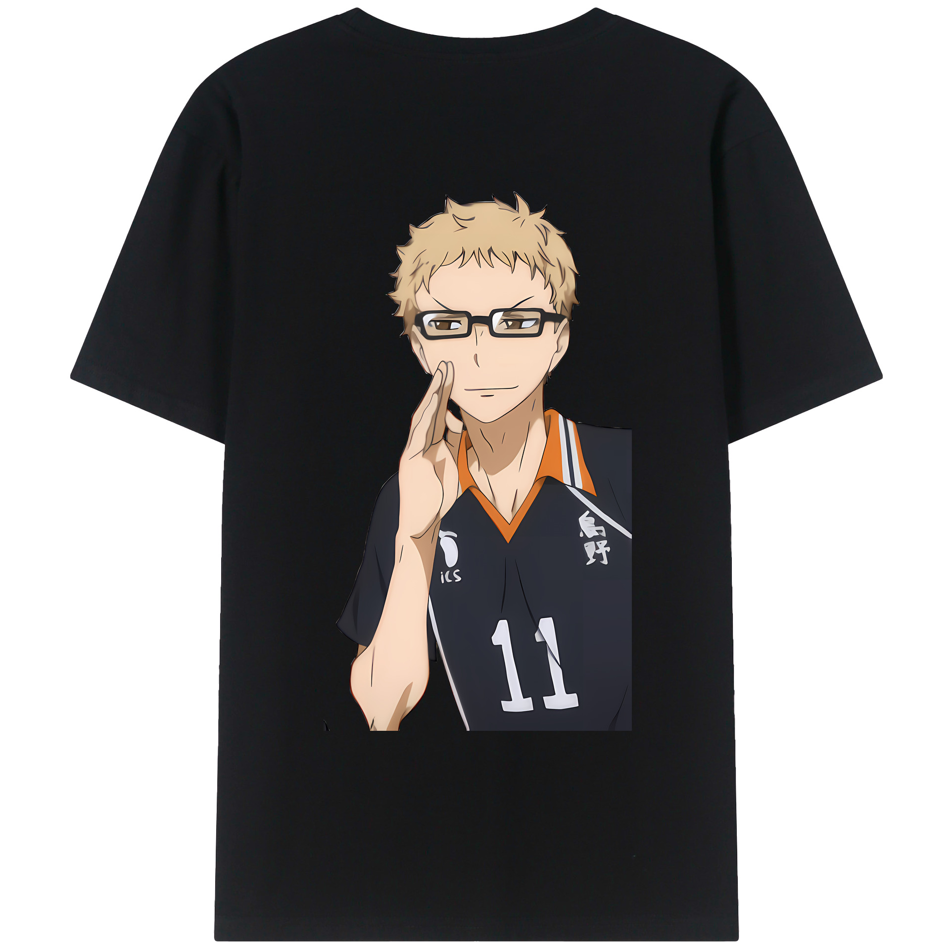 （画像用） ハイキュー!! Haikyu!! 綿100％ メンズ半袖Tシャツ（バックプリント） 通気性