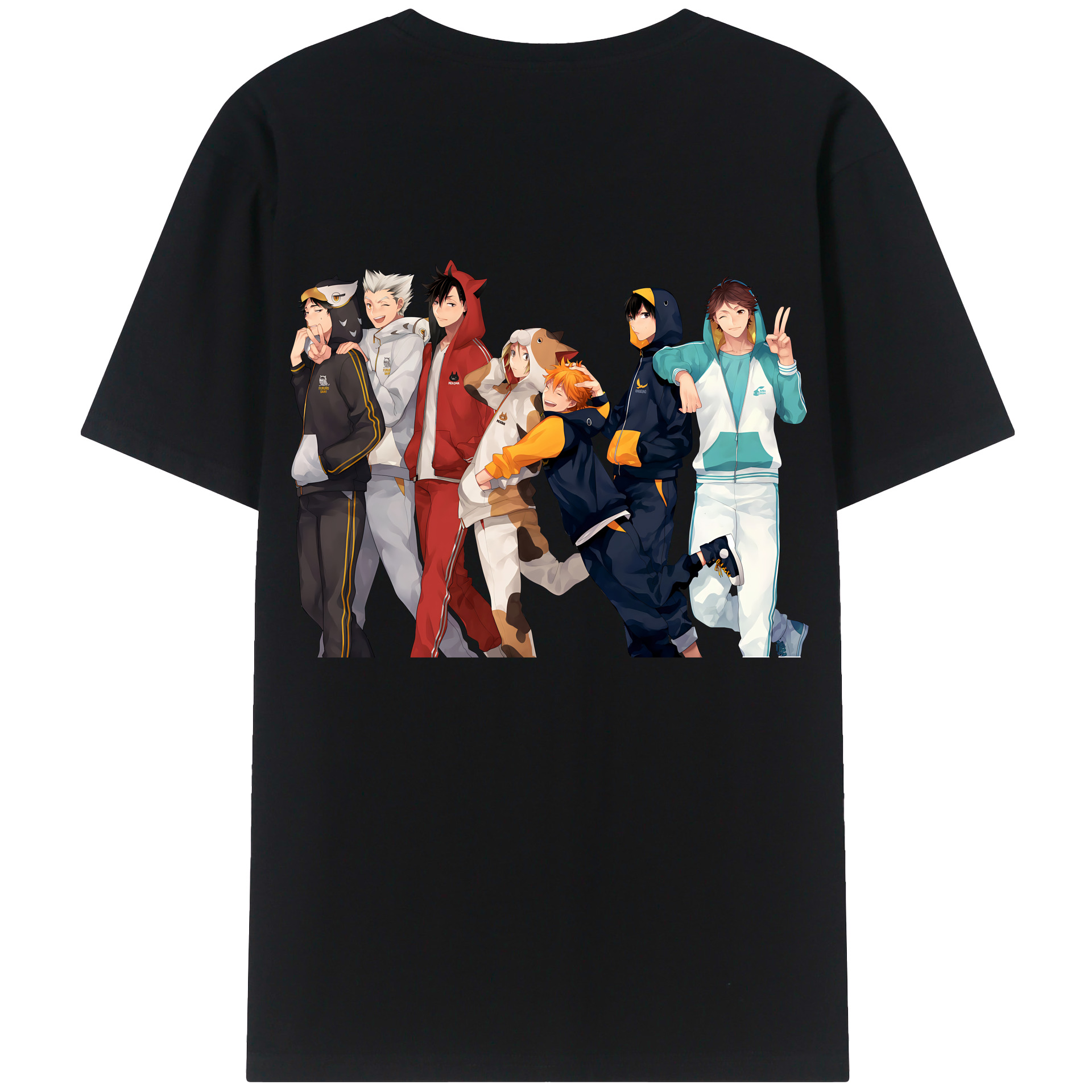 （画像用） ハイキュー!! Haikyu!! 綿100％ メンズ半袖Tシャツ（バックプリント） 通気性