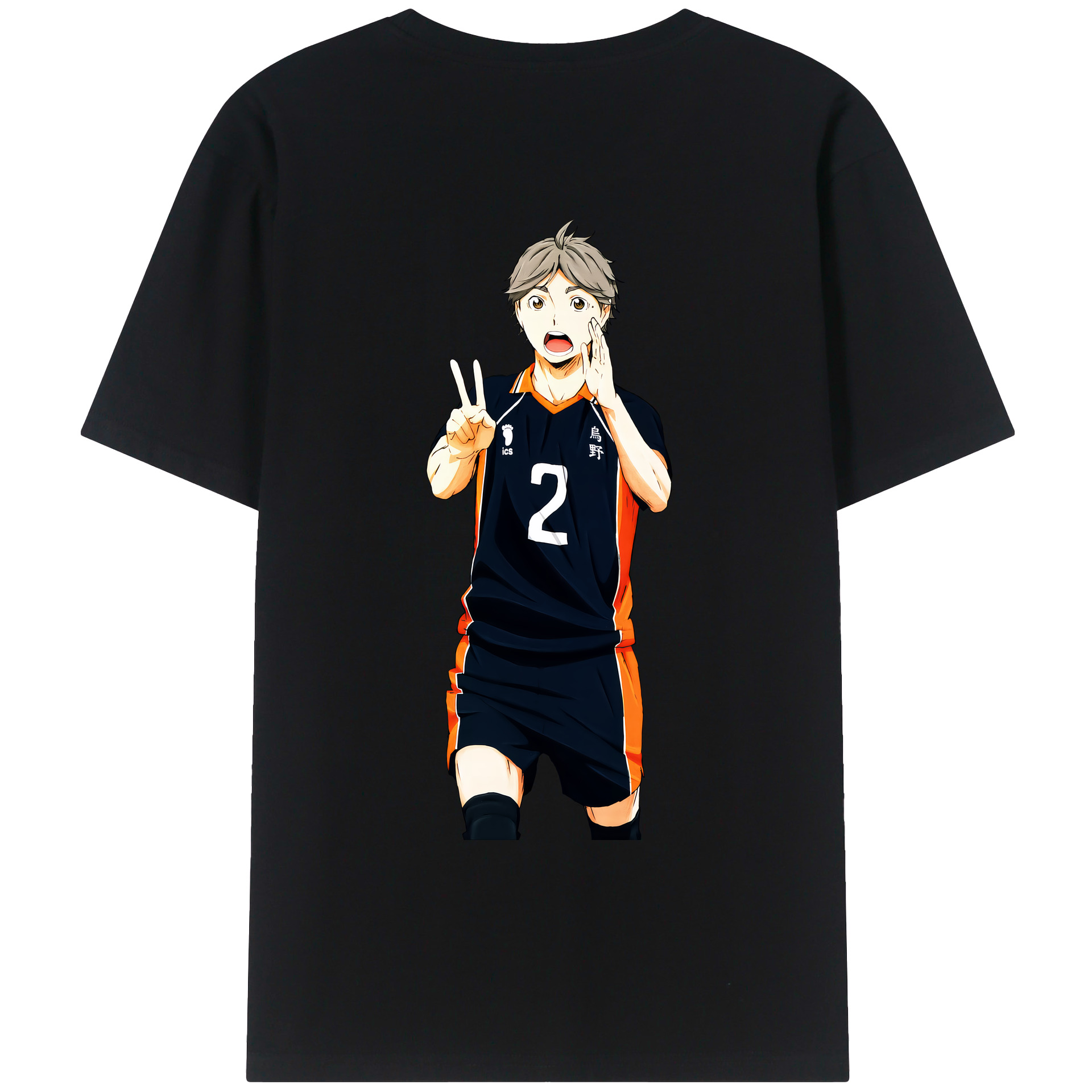 （画像用） ハイキュー!! Haikyu!! 綿100％ メンズ半袖Tシャツ（バックプリント） 通気性