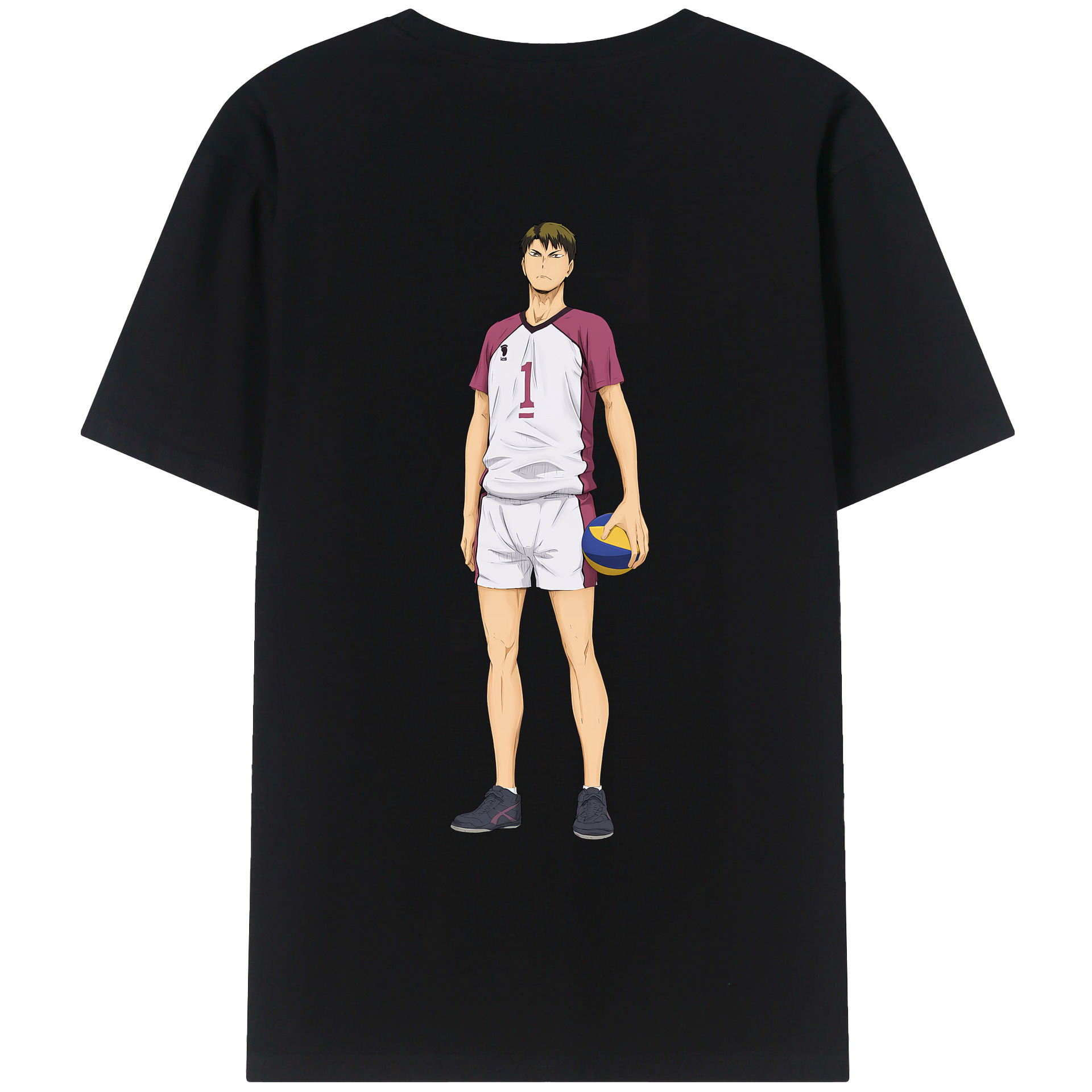 （画像用） ハイキュー!! Haikyu!! 綿100％ メンズ半袖Tシャツ（バックプリント） 通気性