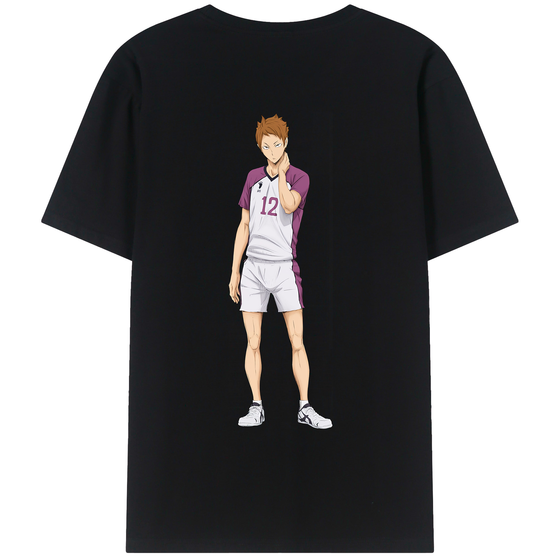 （画像用） ハイキュー!! Haikyu!! 綿100％ メンズ半袖Tシャツ（バックプリント） 通気性