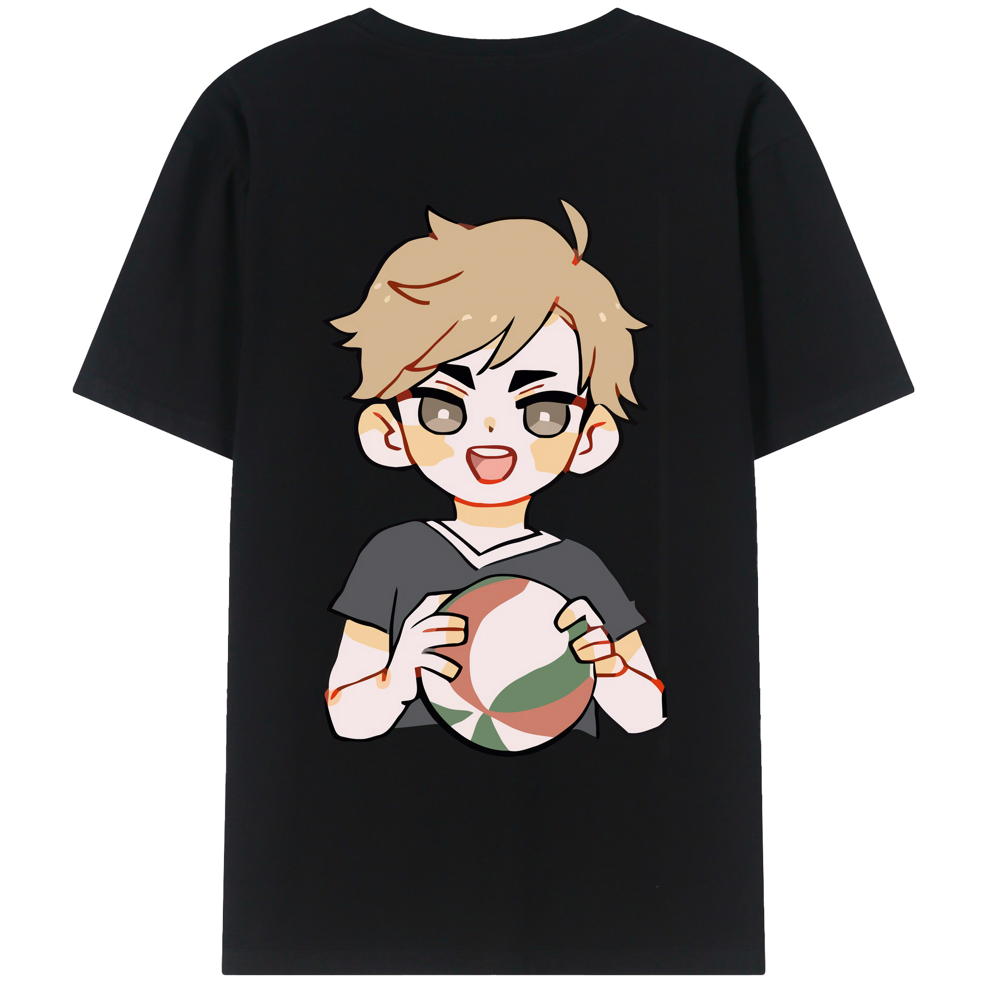 （画像用） ハイキュー!! Haikyu!! 綿100％ メンズ半袖Tシャツ（バックプリント） 通気性