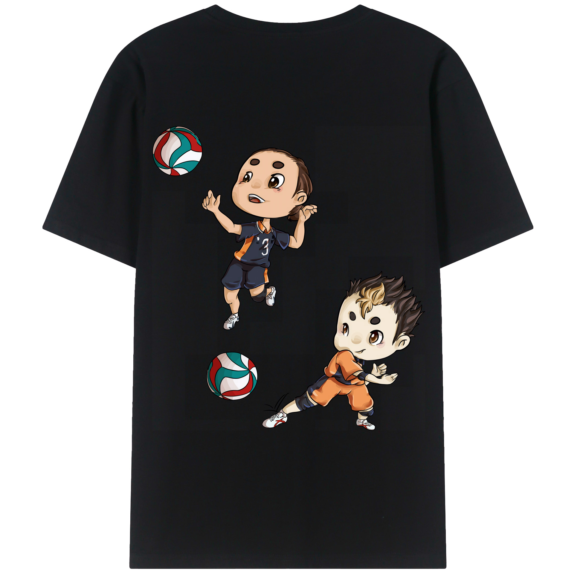 （画像用） ハイキュー!! Haikyu!! 綿100％ メンズ半袖Tシャツ（バックプリント） 通気性