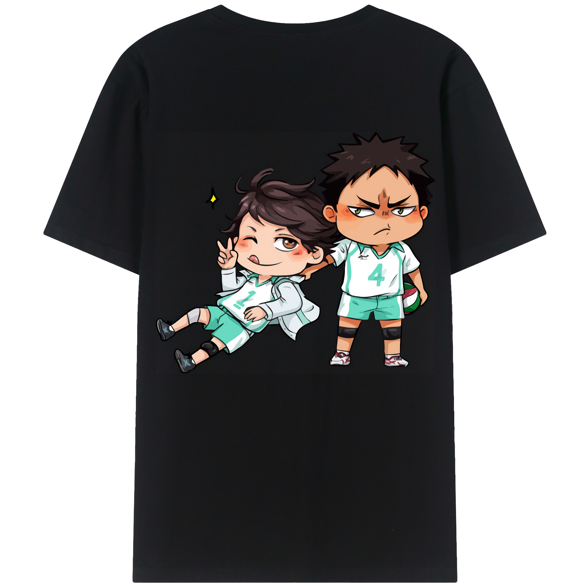 （画像用） ハイキュー!! Haikyu!! 綿100％ メンズ半袖Tシャツ（バックプリント） 通気性