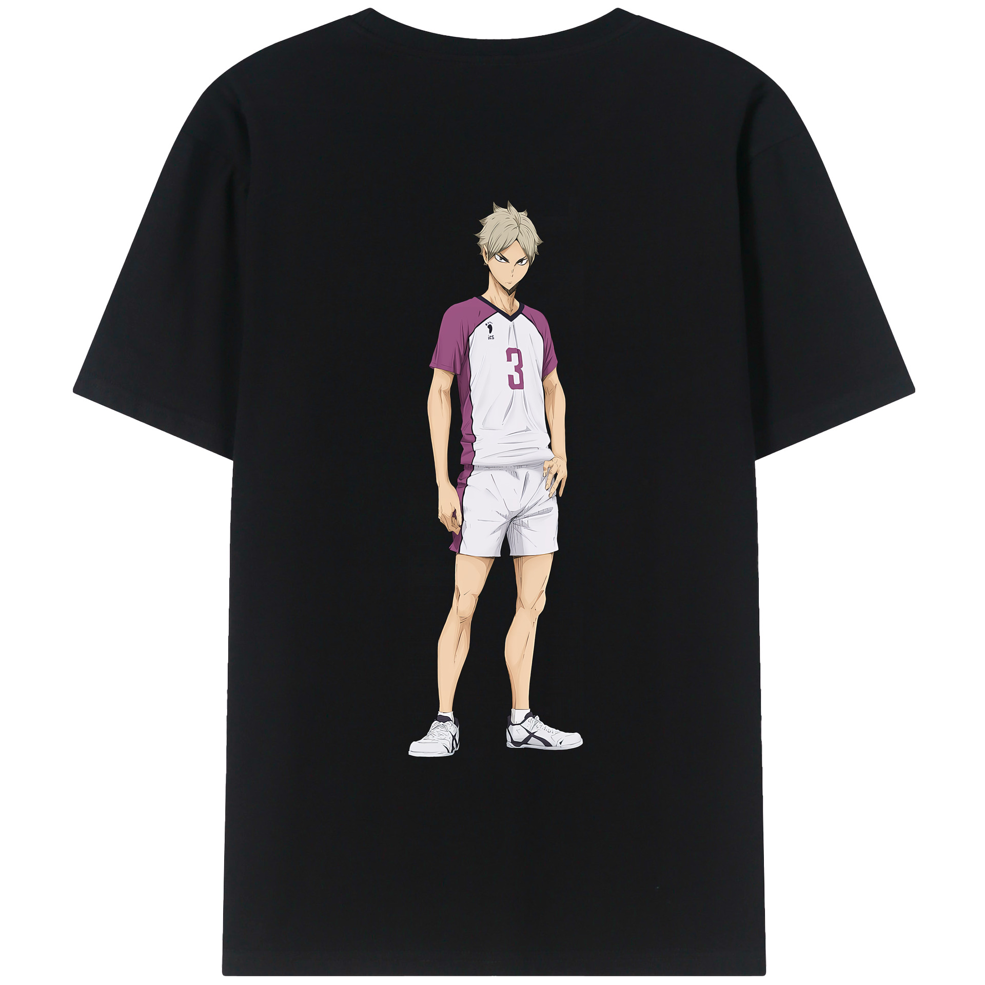 （画像用） ハイキュー!! Haikyu!! 綿100％ メンズ半袖Tシャツ（バックプリント） 通気性