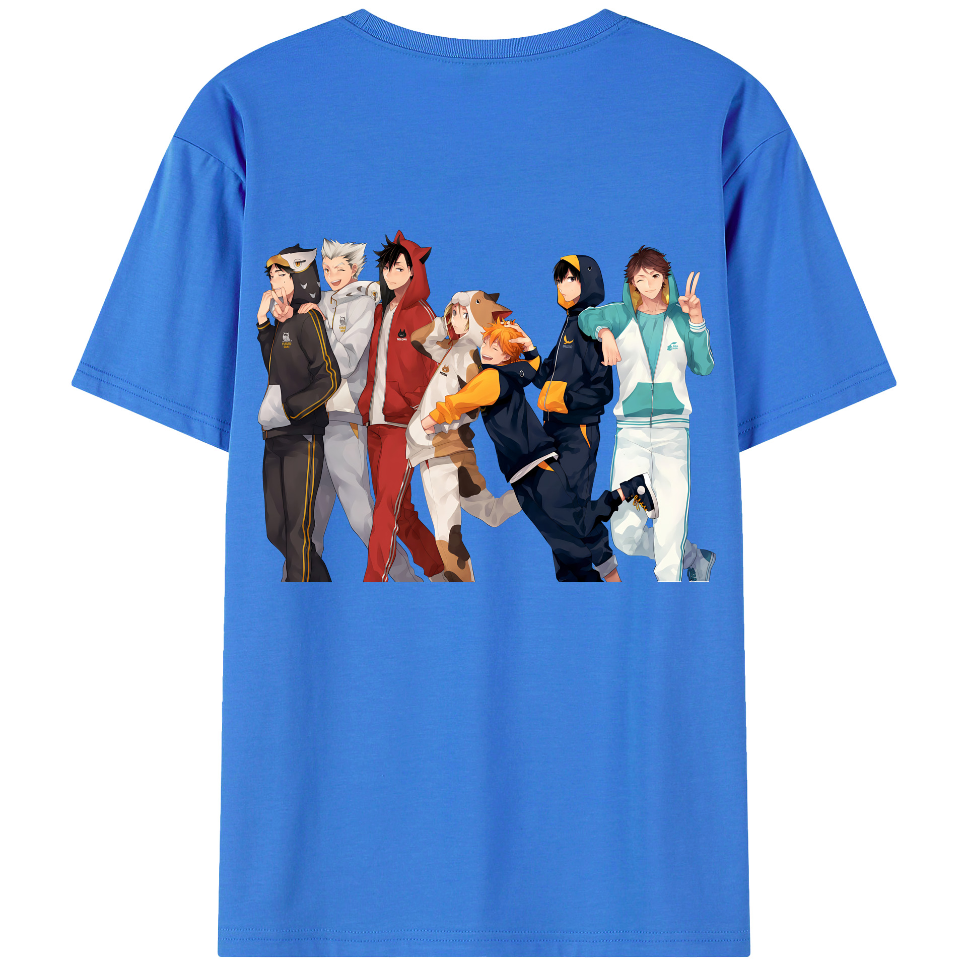 （画像用） ハイキュー!! Haikyu!! 綿100％ メンズ半袖Tシャツ（バックプリント） 通気性