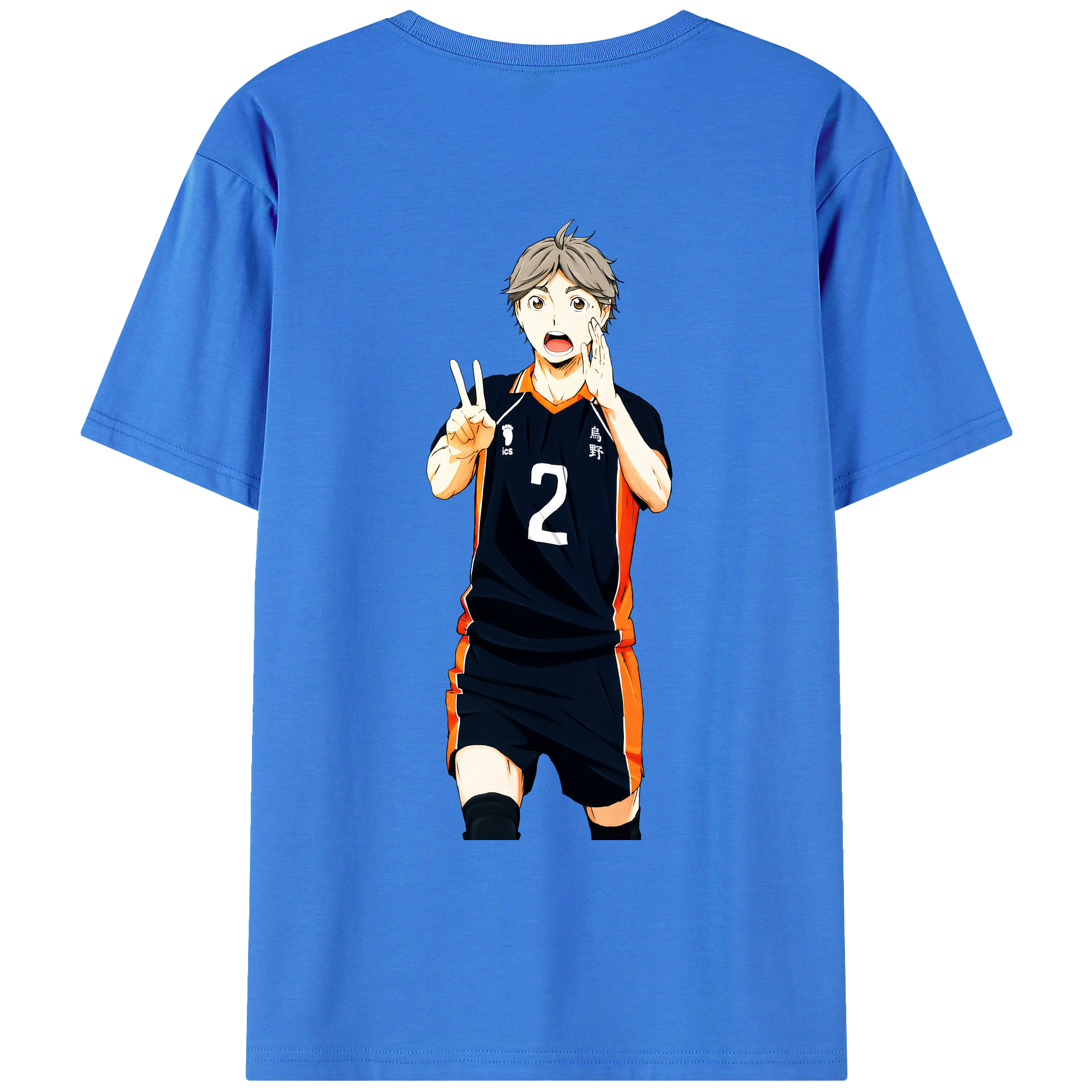 （画像用） ハイキュー!! Haikyu!! 綿100％ メンズ半袖Tシャツ（バックプリント） 通気性