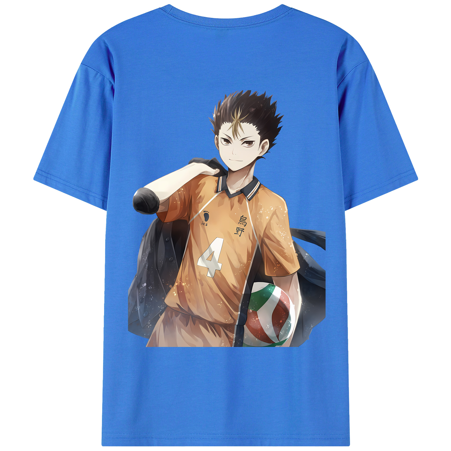 （画像用） ハイキュー!! Haikyu!! 綿100％ メンズ半袖Tシャツ（バックプリント） 通気性