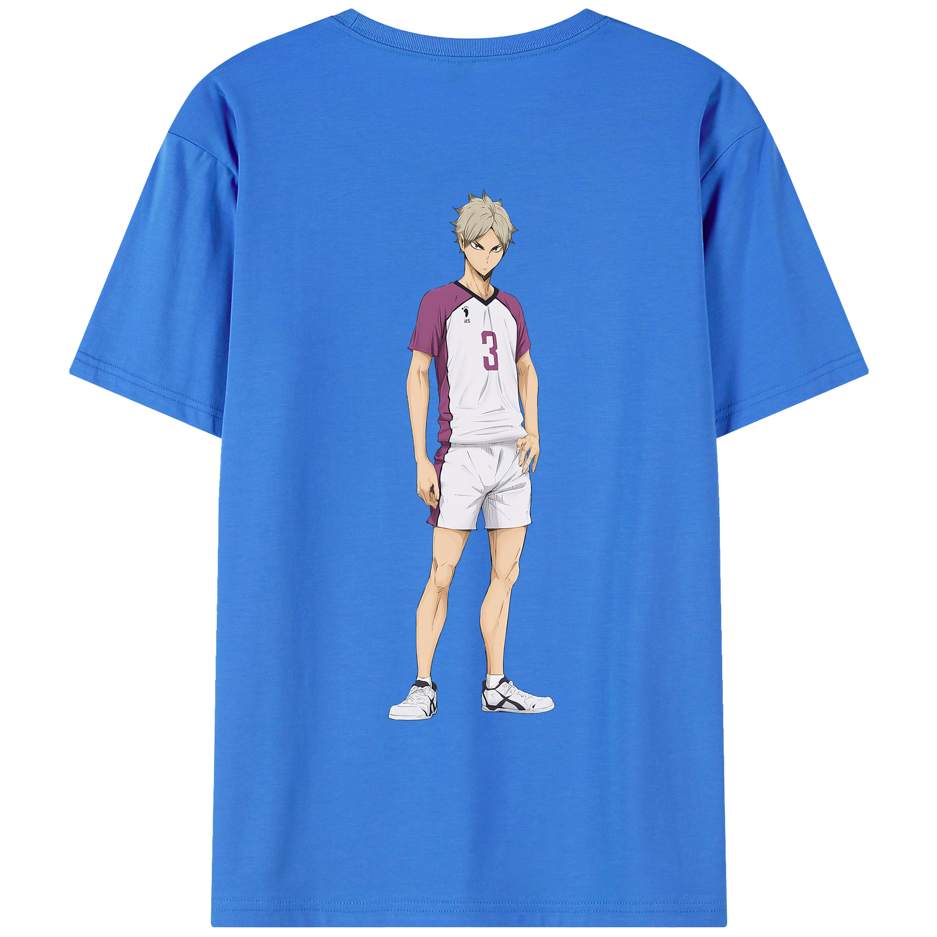 （画像用） ハイキュー!! Haikyu!! 綿100％ メンズ半袖Tシャツ（バックプリント） 通気性