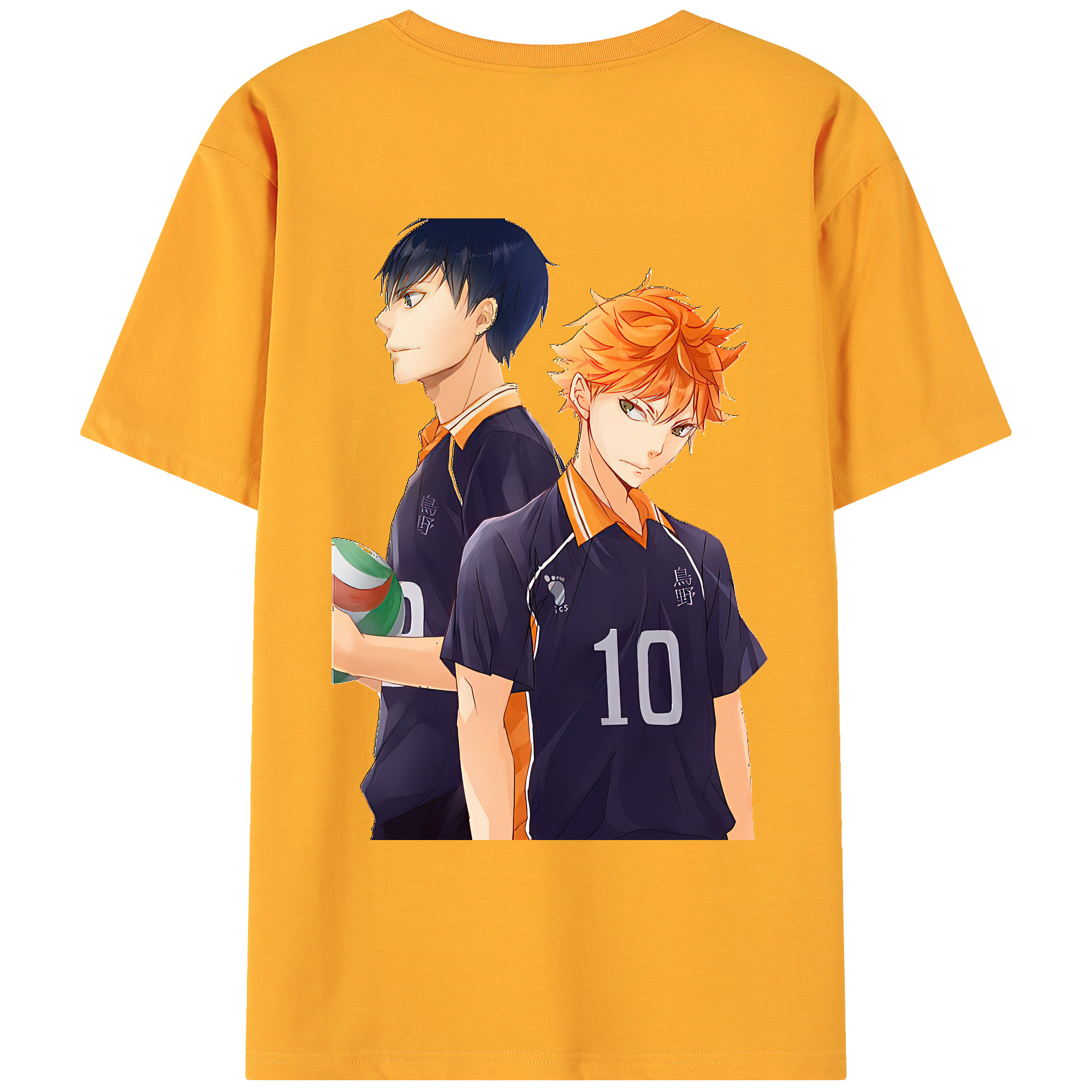 （画像用） ハイキュー!! Haikyu!! 綿100％ メンズ半袖Tシャツ（バックプリント） 通気性
