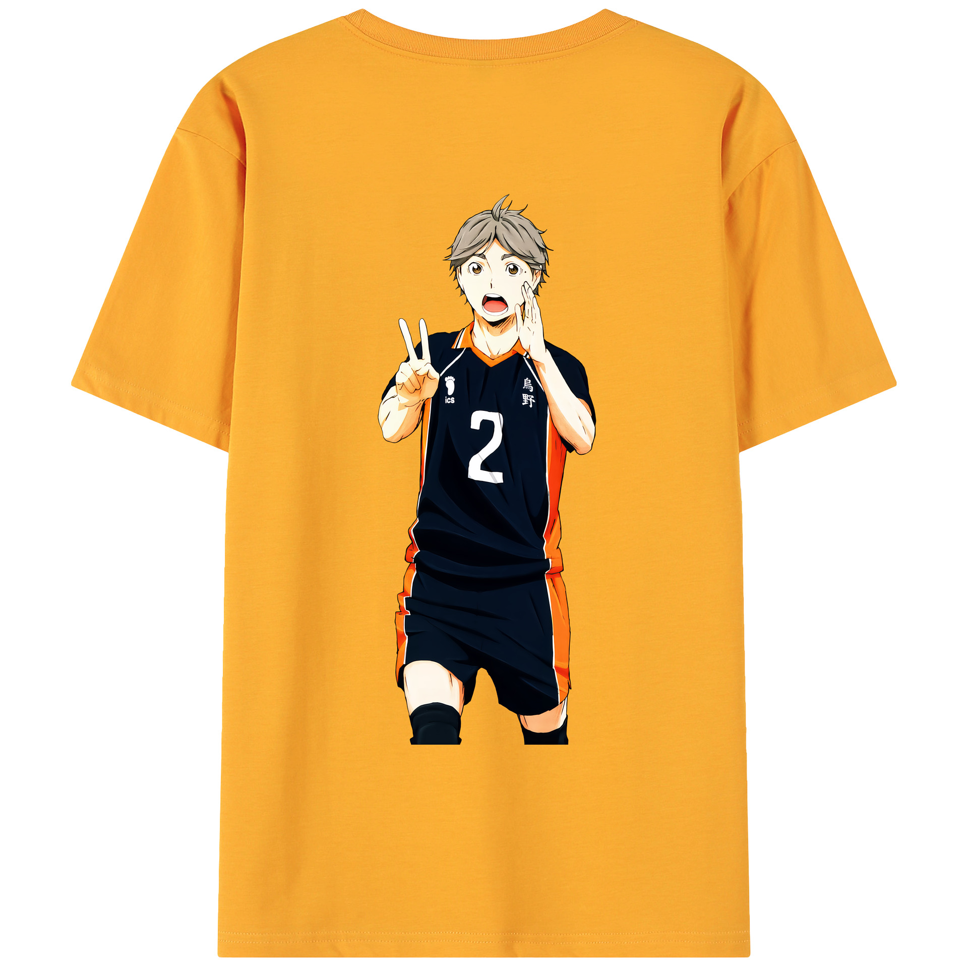 （画像用） ハイキュー!! Haikyu!! 綿100％ メンズ半袖Tシャツ（バックプリント） 通気性