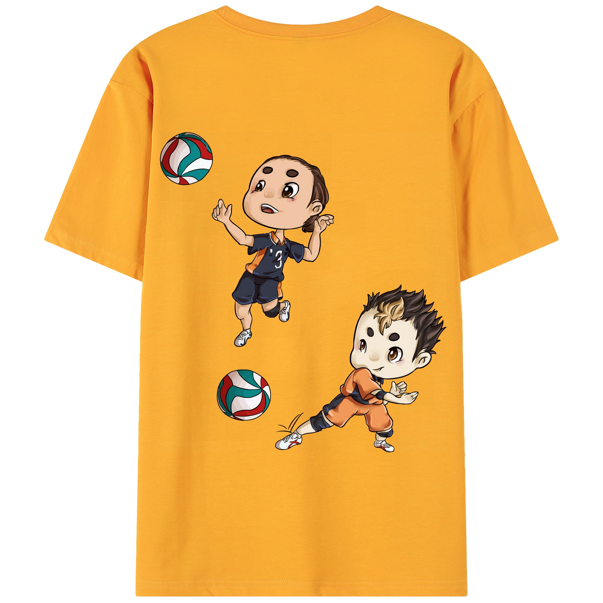 （画像用） ハイキュー!! Haikyu!! 綿100％ メンズ半袖Tシャツ（バックプリント） 通気性