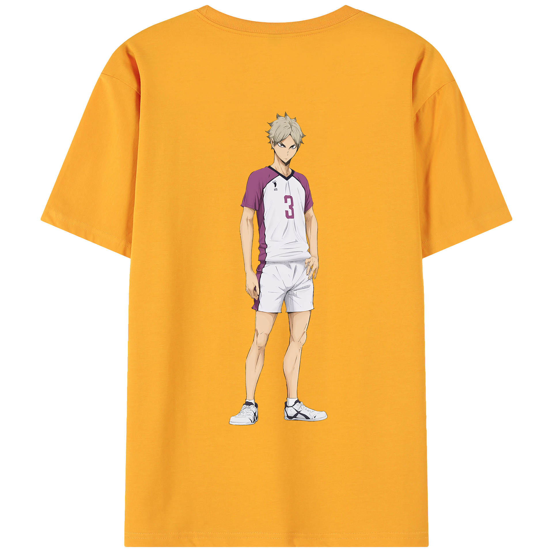 （画像用） ハイキュー!! Haikyu!! 綿100％ メンズ半袖Tシャツ（バックプリント） 通気性