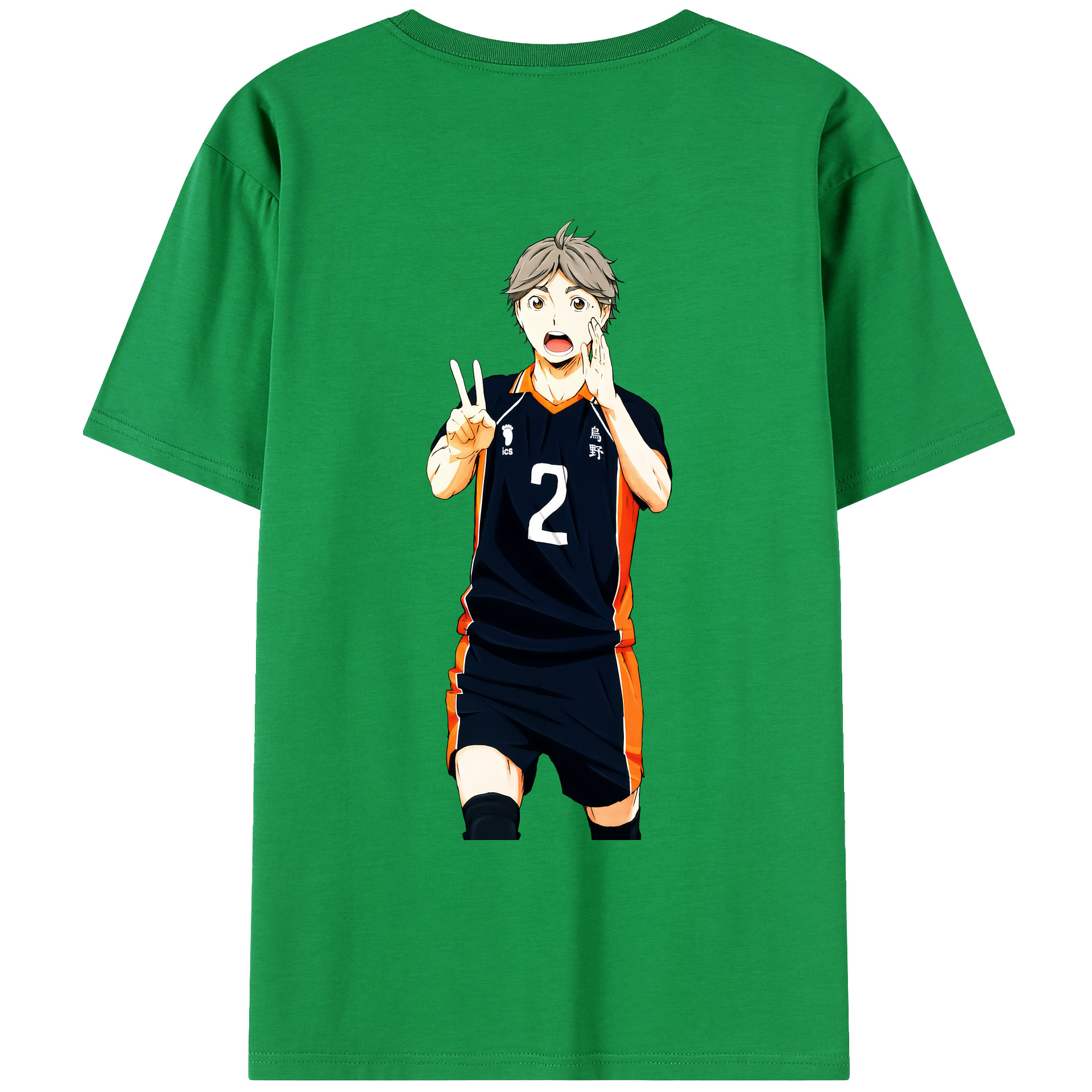 （画像用） ハイキュー!! Haikyu!! 綿100％ メンズ半袖Tシャツ（バックプリント） 通気性